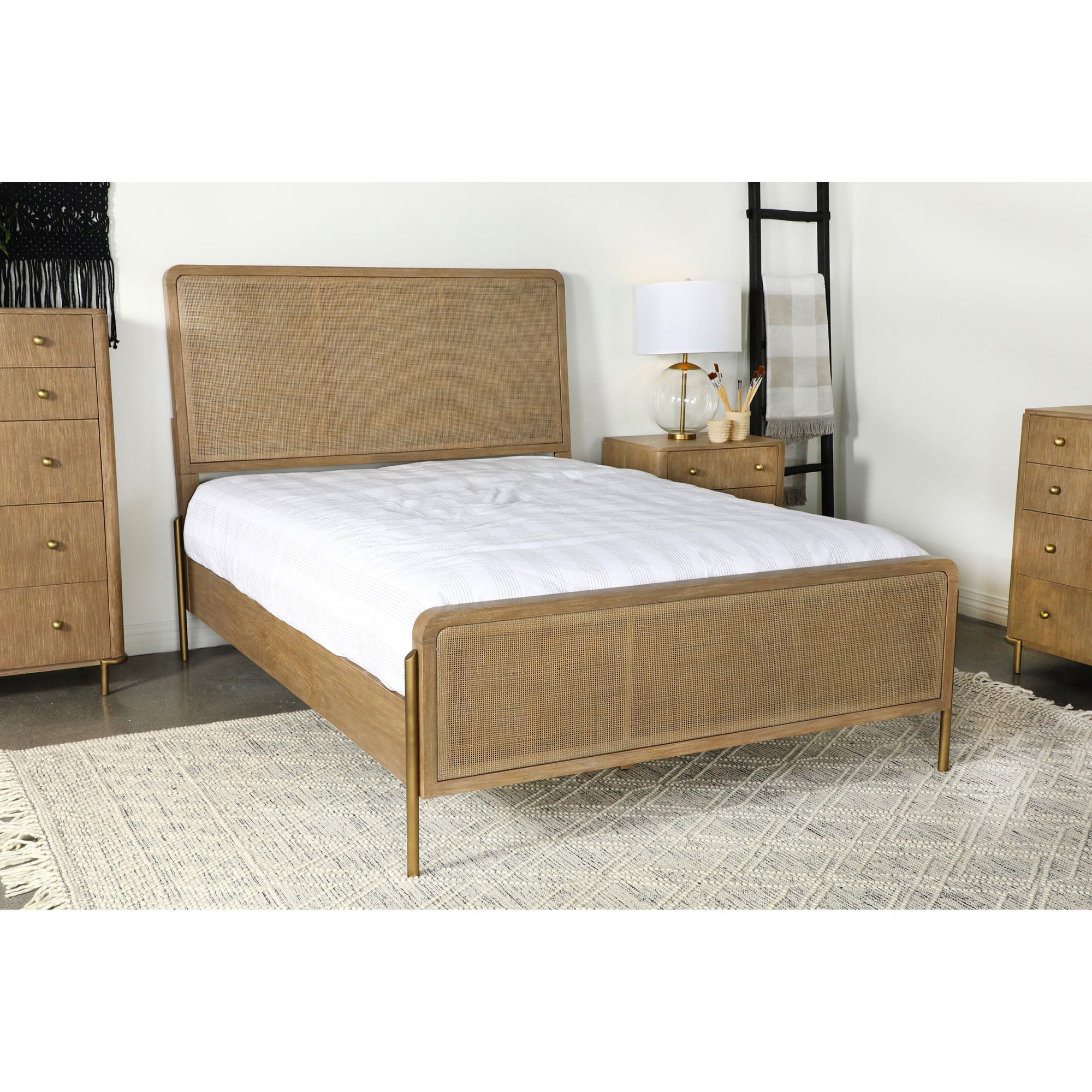 Stevie  Natural Cane Panel Bed