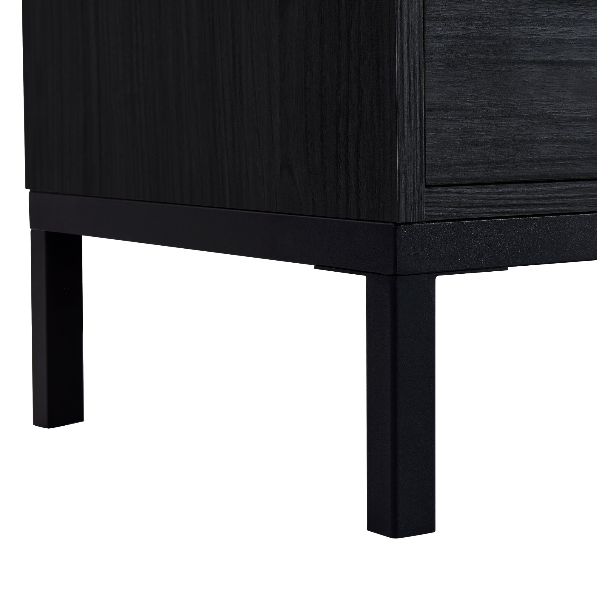 Wide Farmhouse Storage Cabinet with 4-Tier Adjustable Glass Shelves