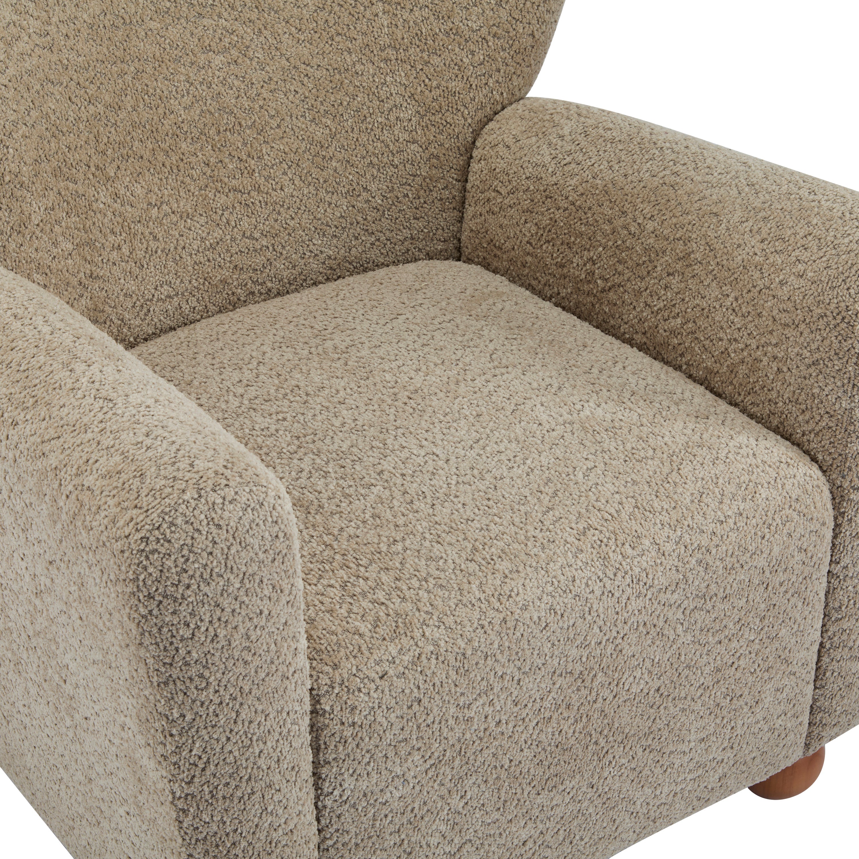 Cozy Wingback Accent Chair with Round Wood Feet