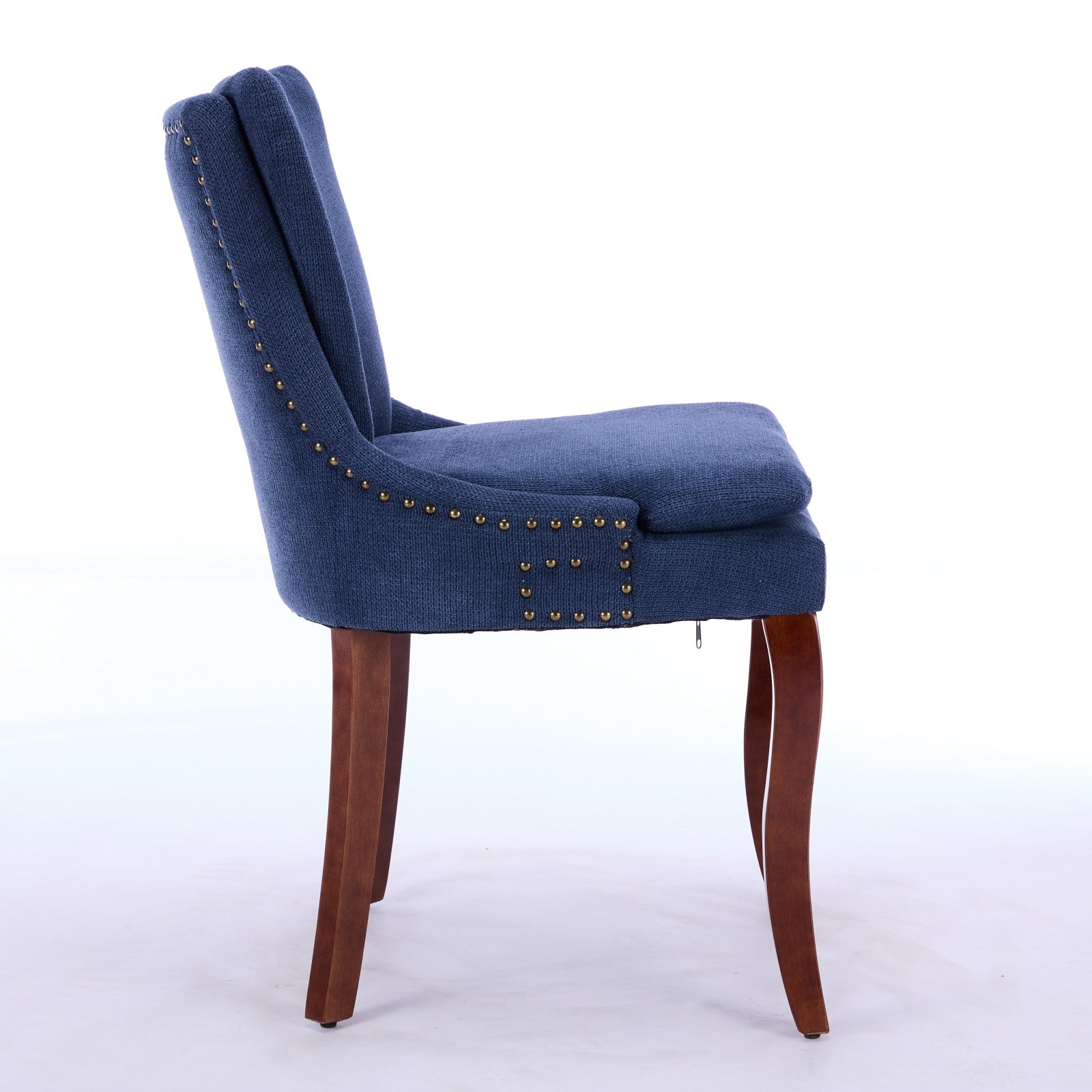 ChenilleUpholstered Dining Chairs with Curved Solid Wood Legs, Set of 2