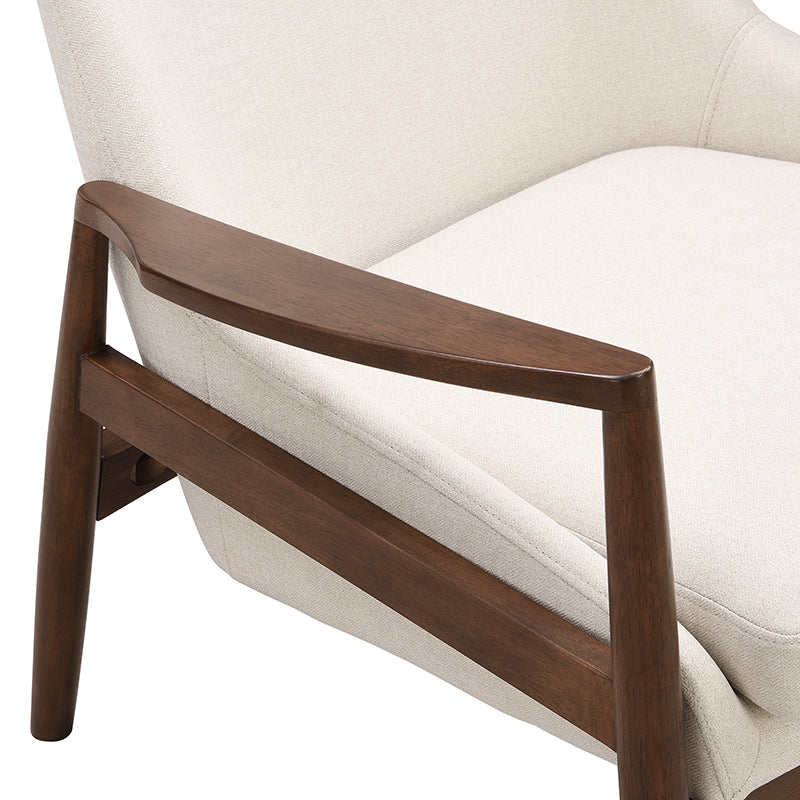 Faux Leather Mid-Century Modern Armchair with Solid Wood Frame
