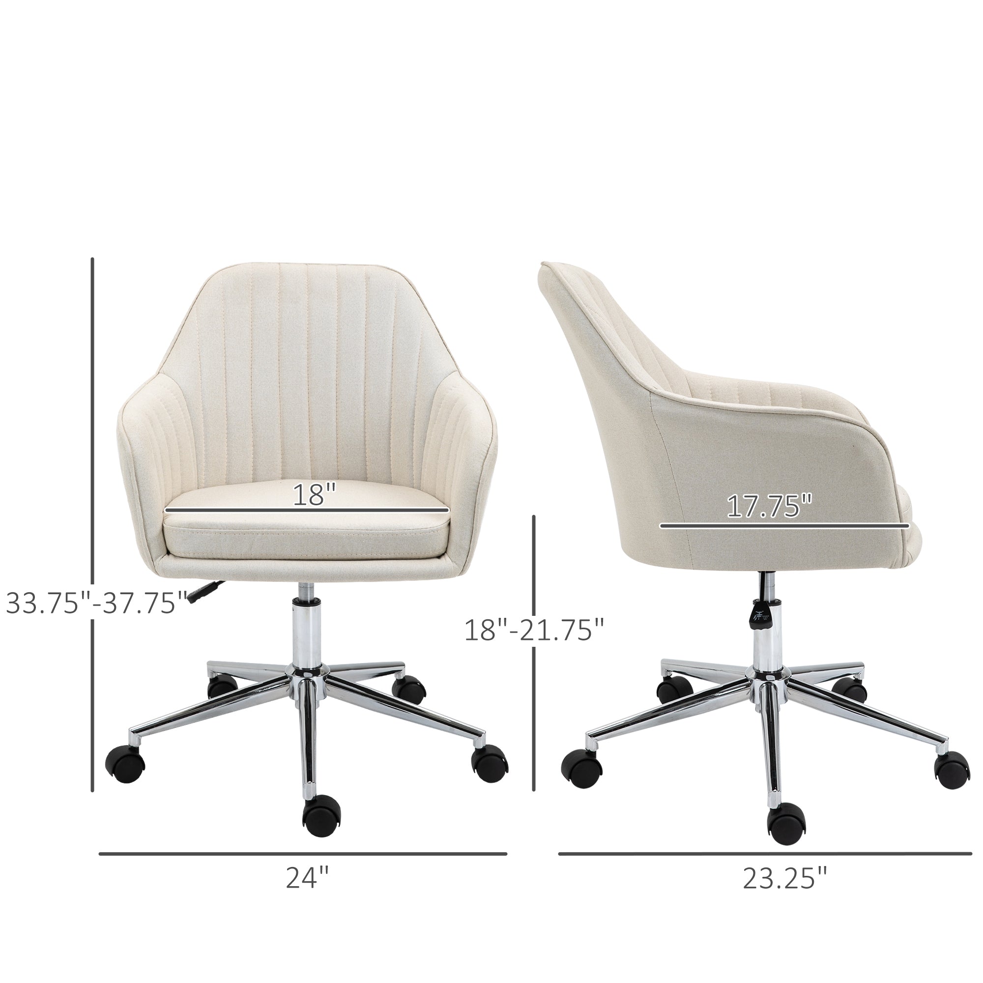Swivel Desk Chair with Tub Shape Design & Lined Pattern Back
