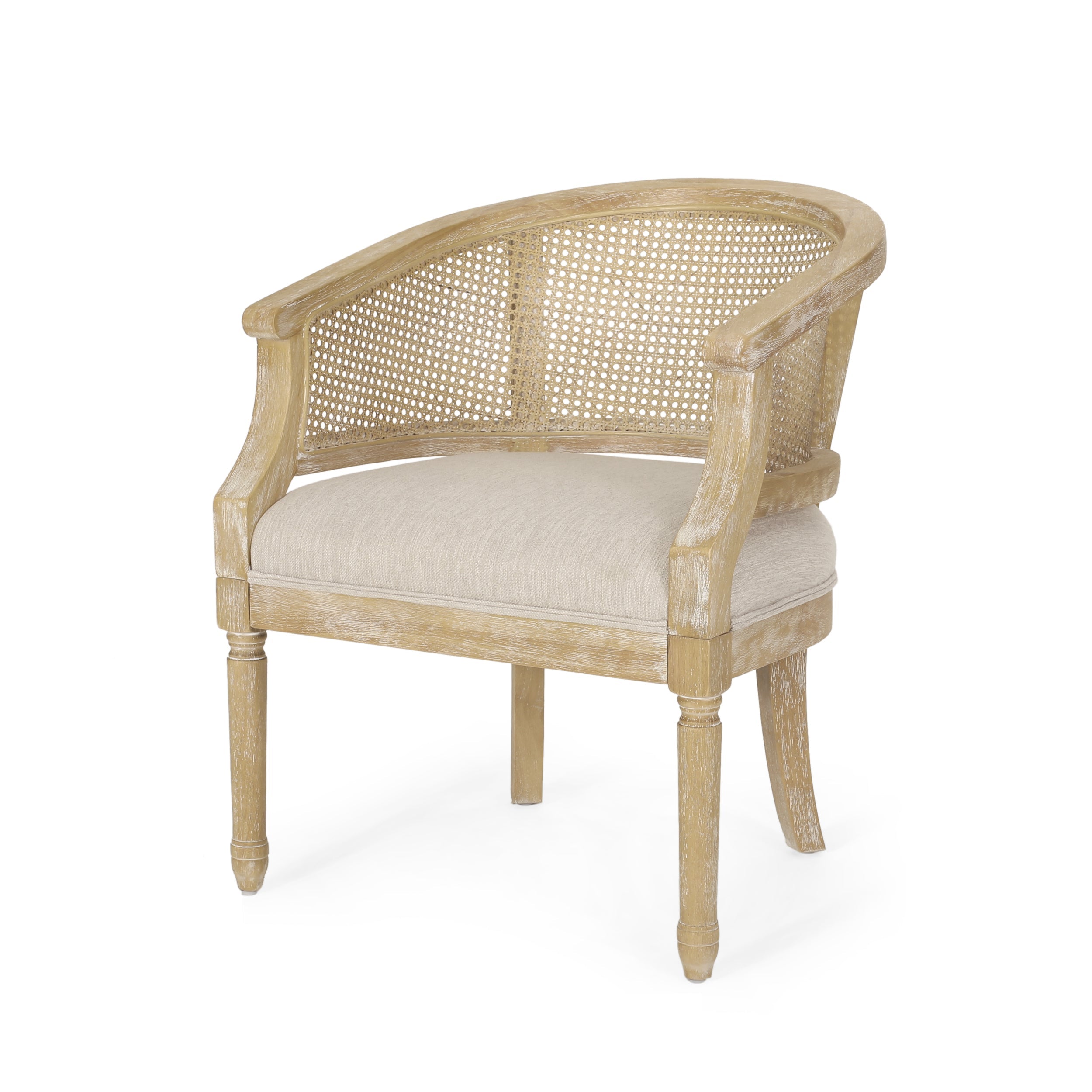 Accent Chair Rubber Wood Beige Natural