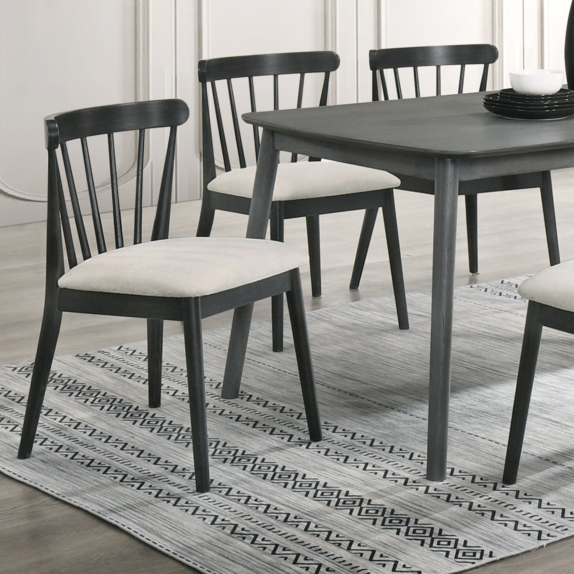 Modern Spindle Back Dining Chairs, Set of 2