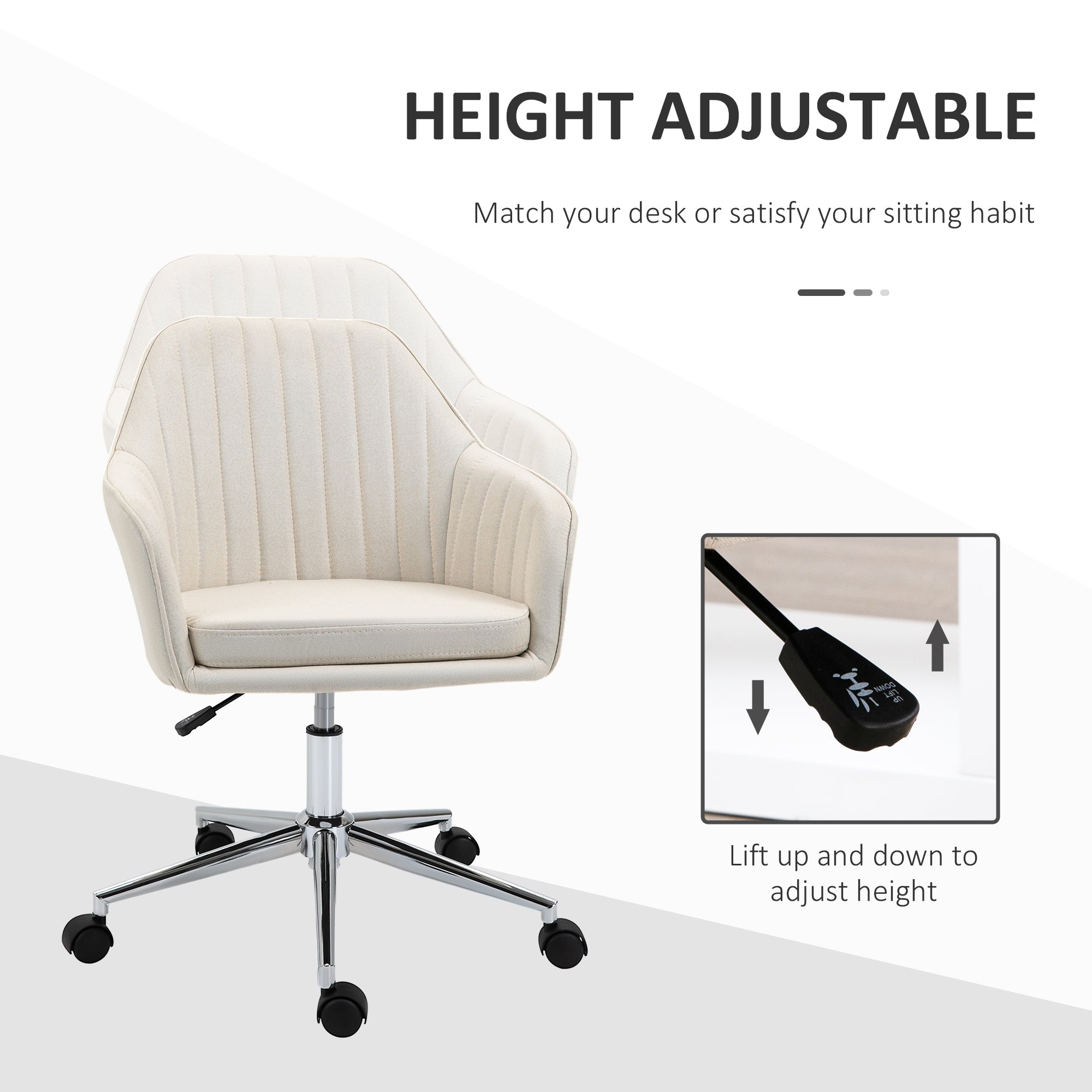 Swivel Desk Chair with Tub Shape Design & Lined Pattern Back