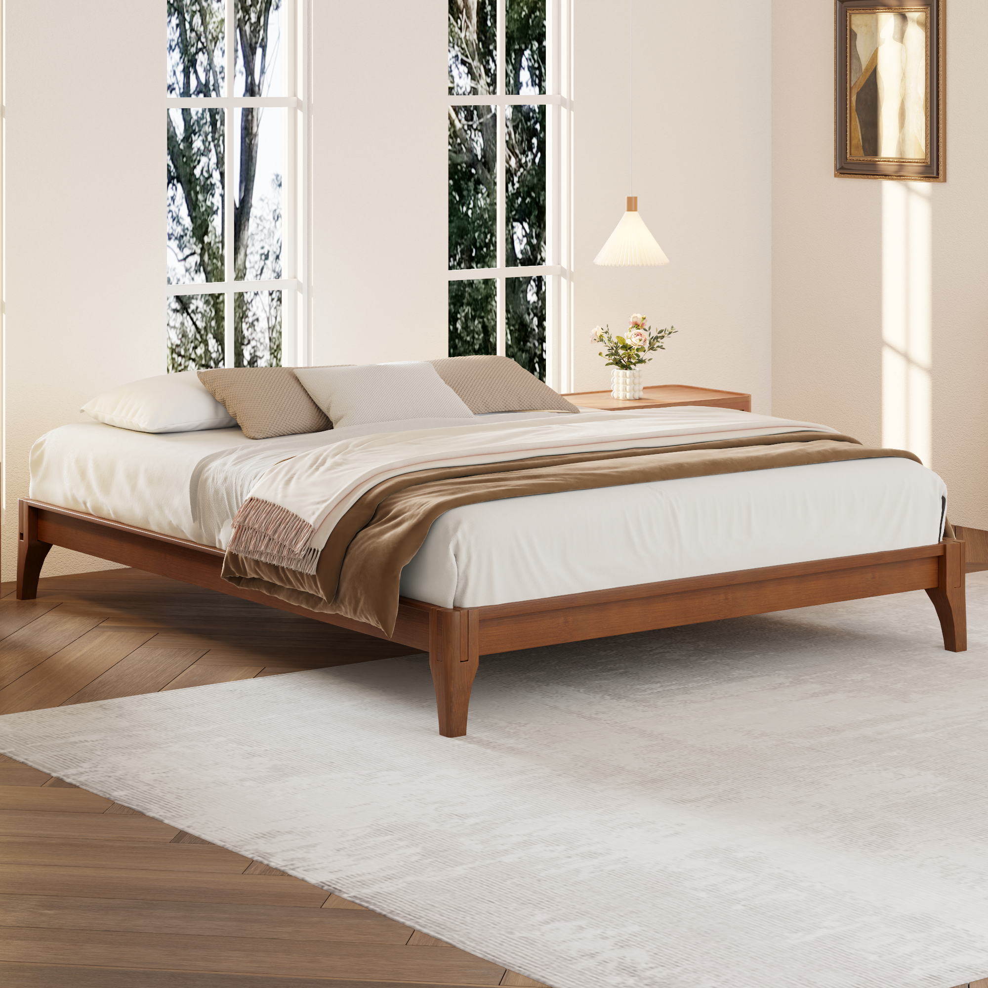 Bamboo Wood Platform Bed Frame