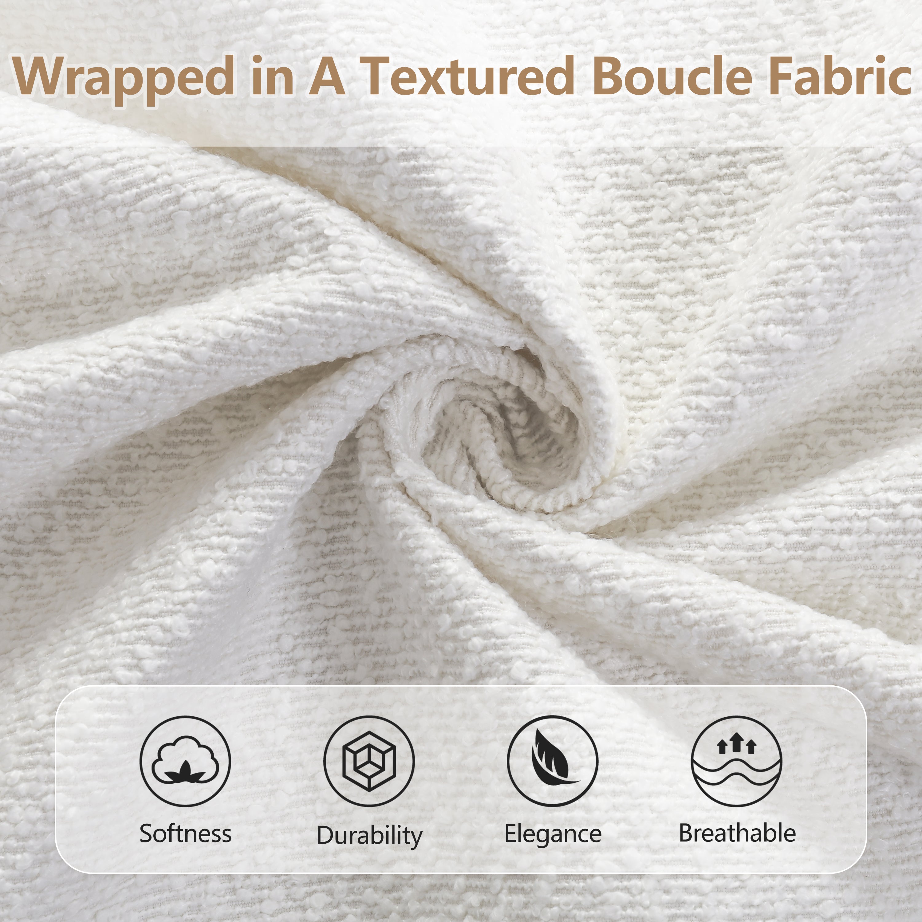 Boucle Upholstered Headboard Bed