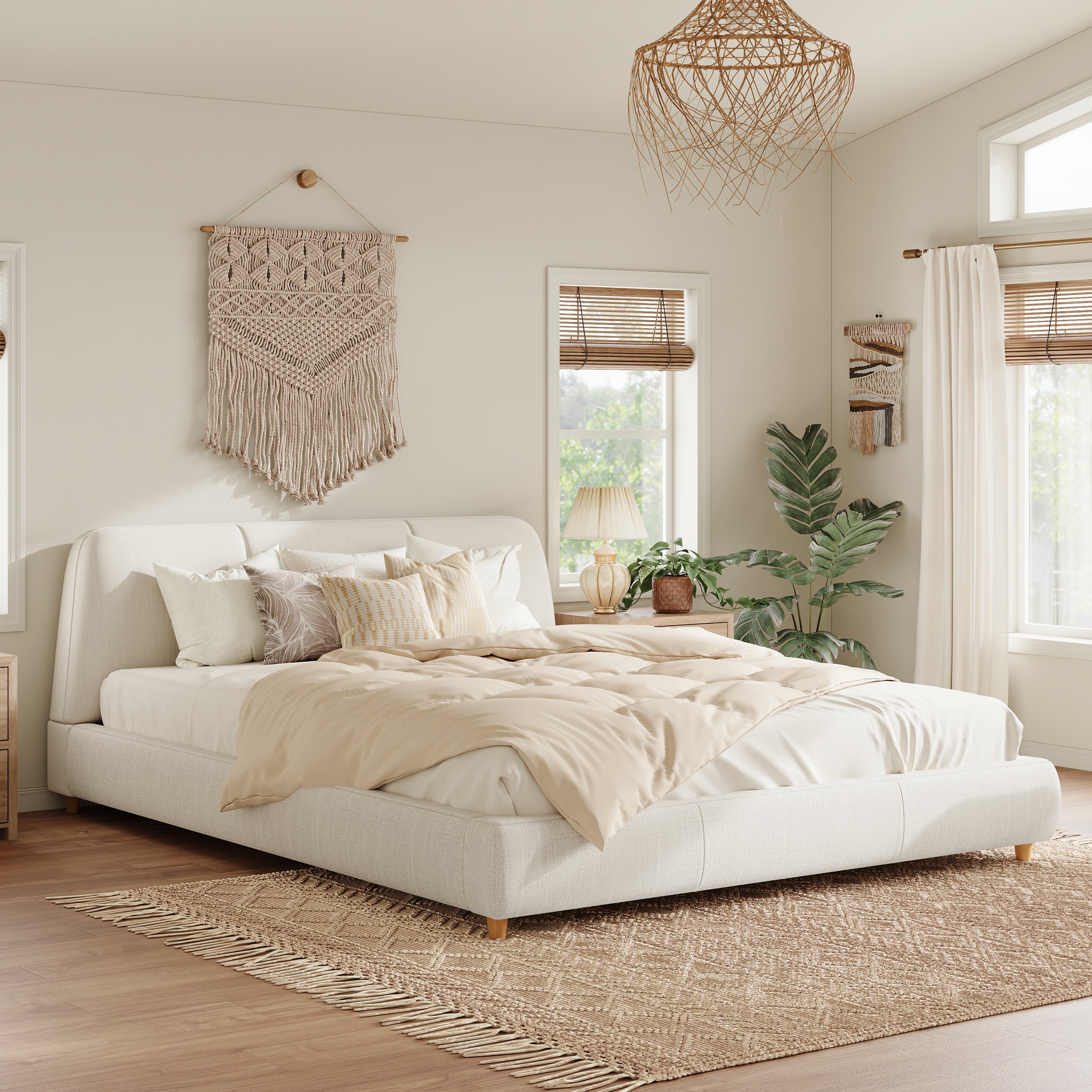 Modern Linen Upholstered Bed