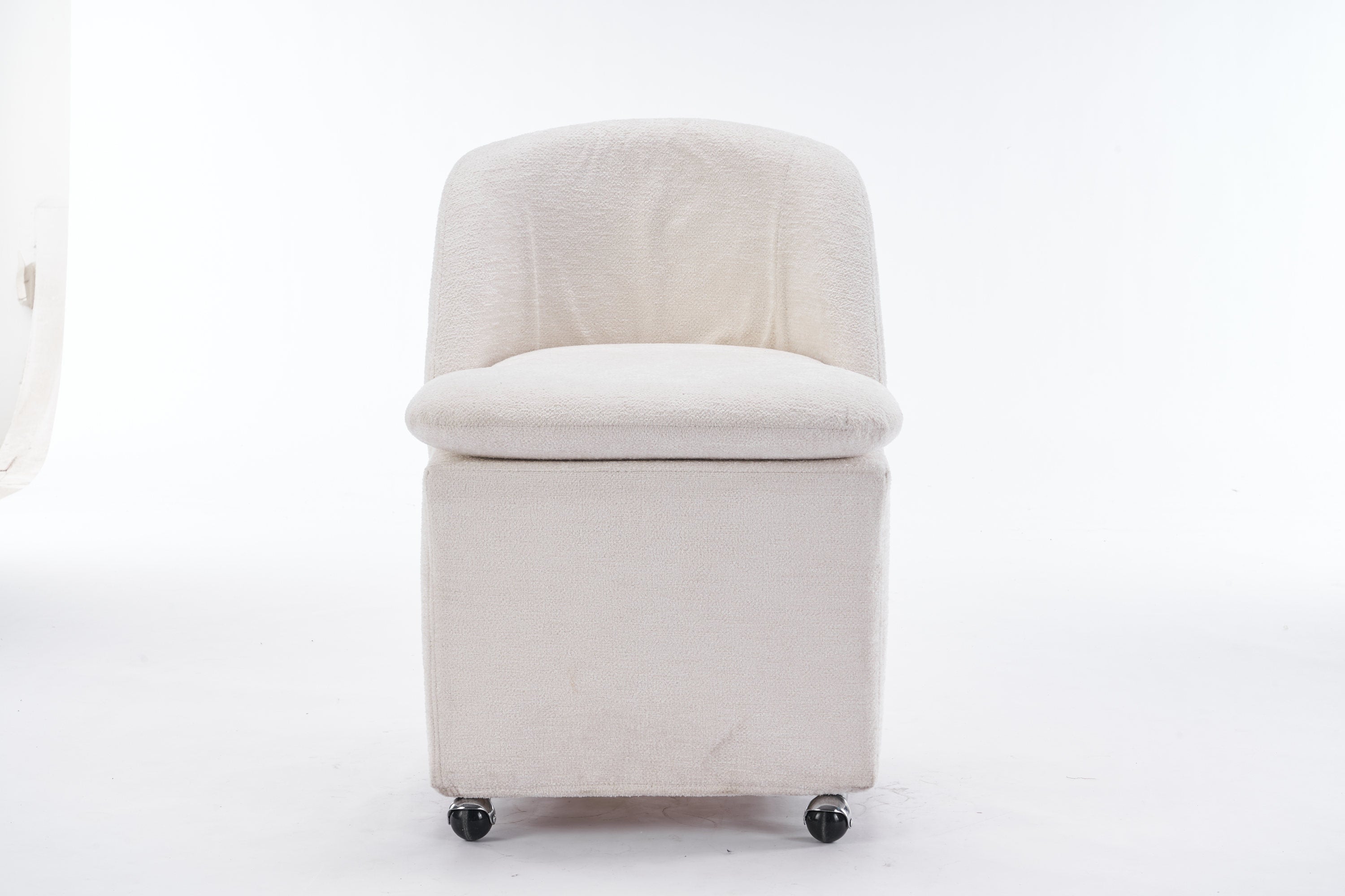 Greymont Chenille Upholstered Armless Dining Chairs With Wheels, Set of 2