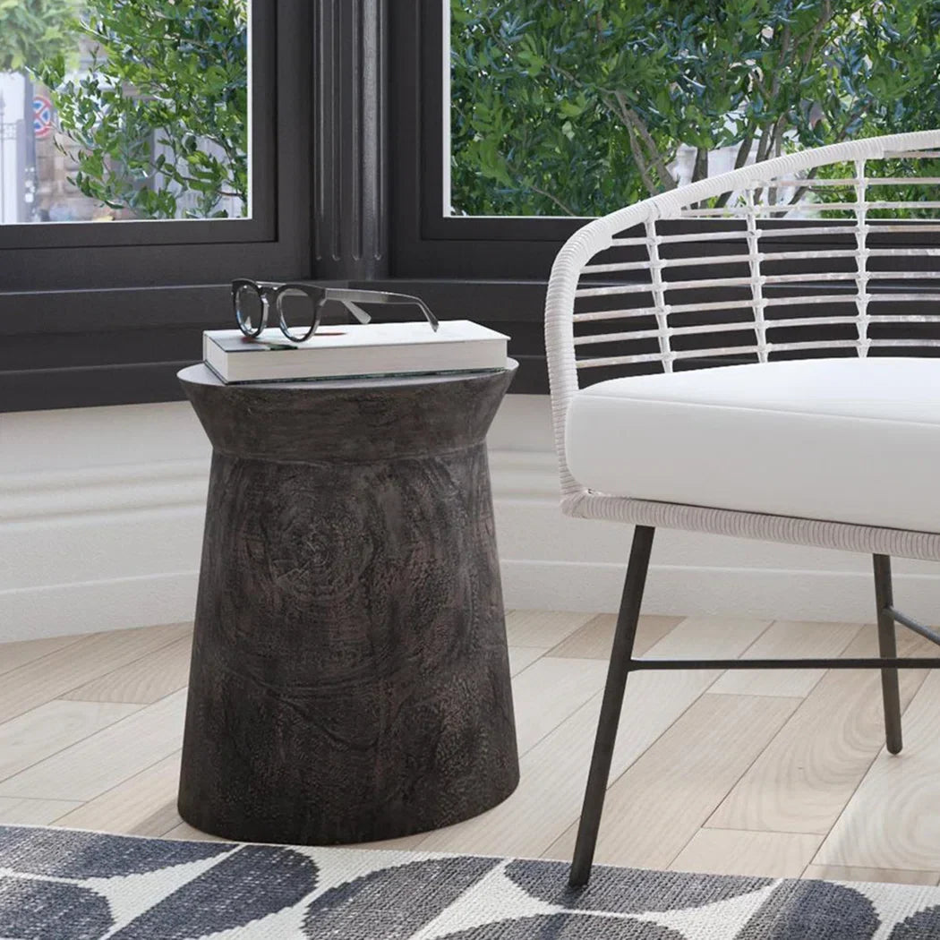 Tapered Solid Wood Round Pedestal Side Table