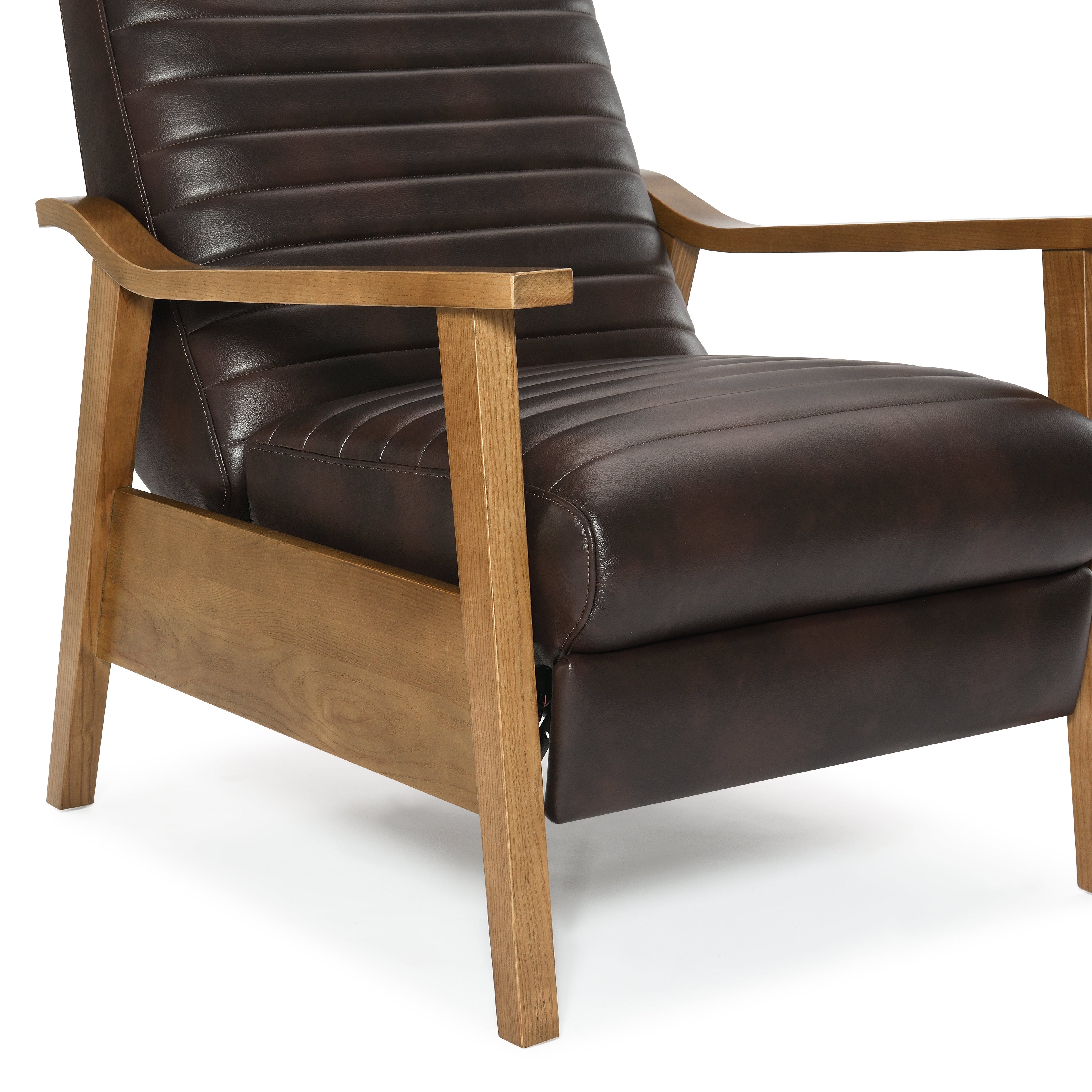 Asher Faux Leather & Wood Arm Push Back Recliner