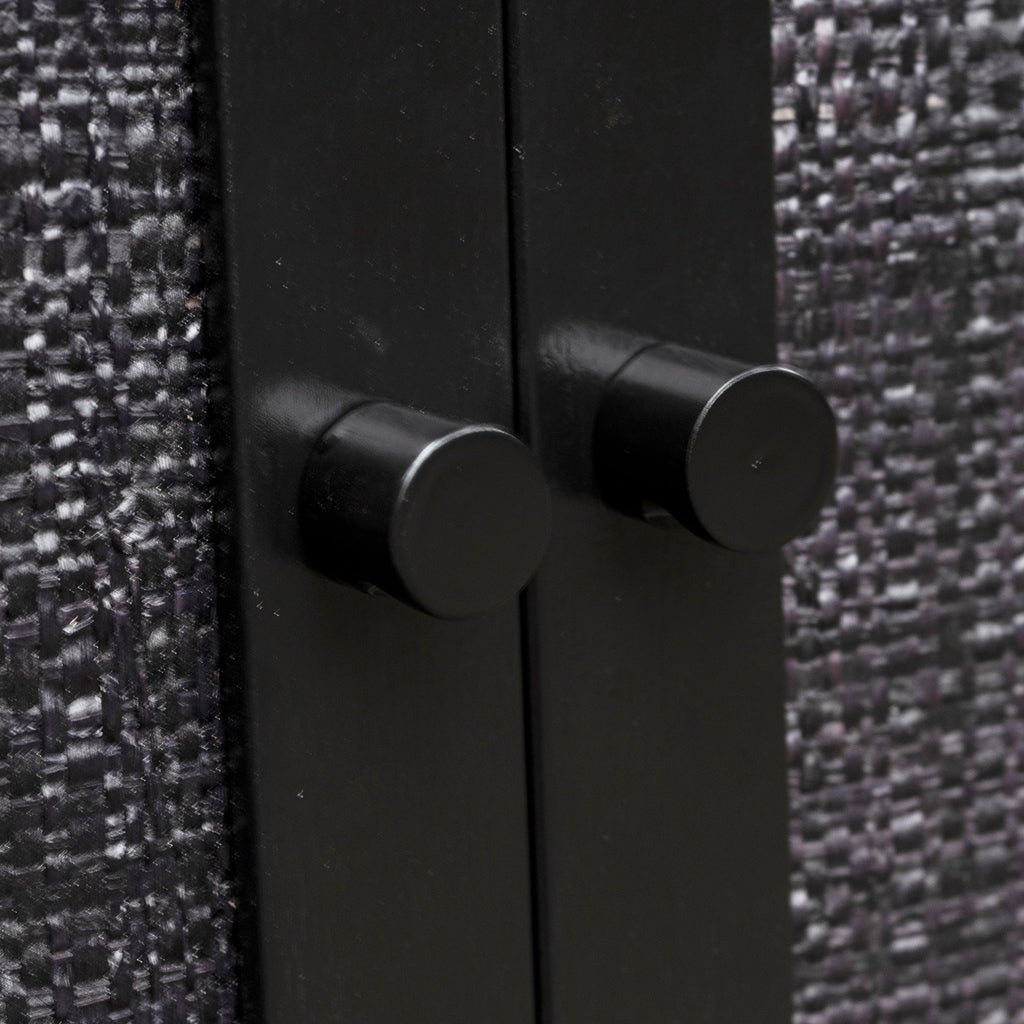 Raffia Paneled 2 Door Storage Cabinet, Black