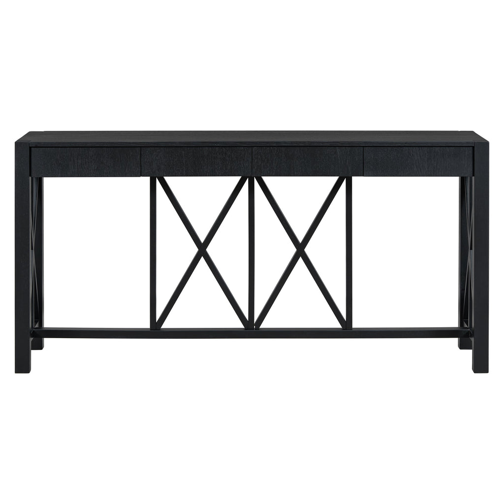Modern Crisscross Design Entryway Table with Open Bottom Storage