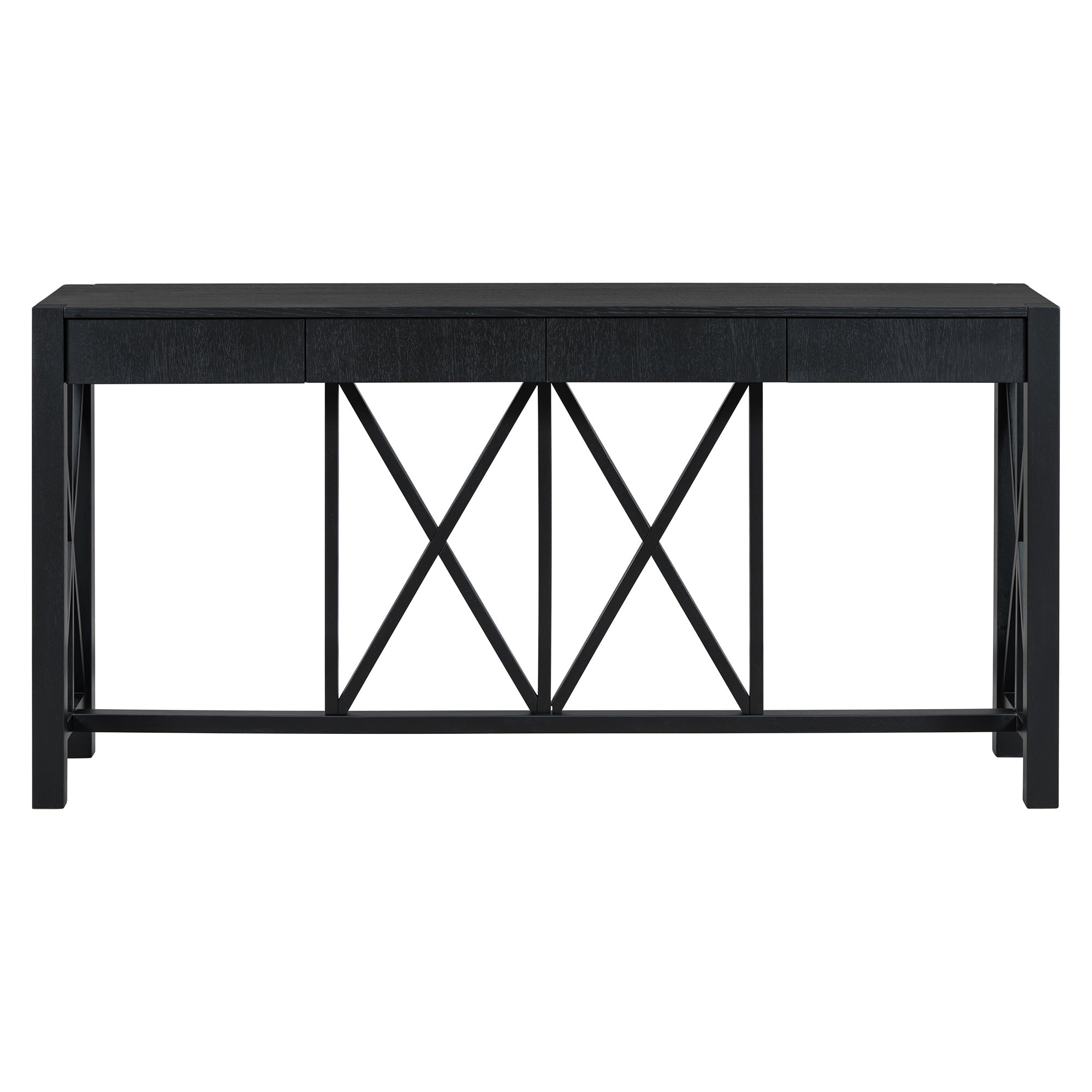 Modern Crisscross Design Entryway Table with Open Bottom Storage
