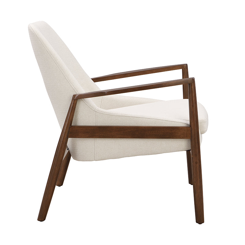 Faux Leather Mid-Century Modern Armchair with Solid Wood Frame