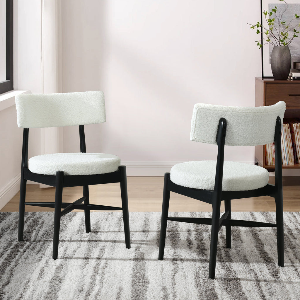 Harveston Mid Century Modern Boucle Upholstered Dining Chairs, Set of 2
