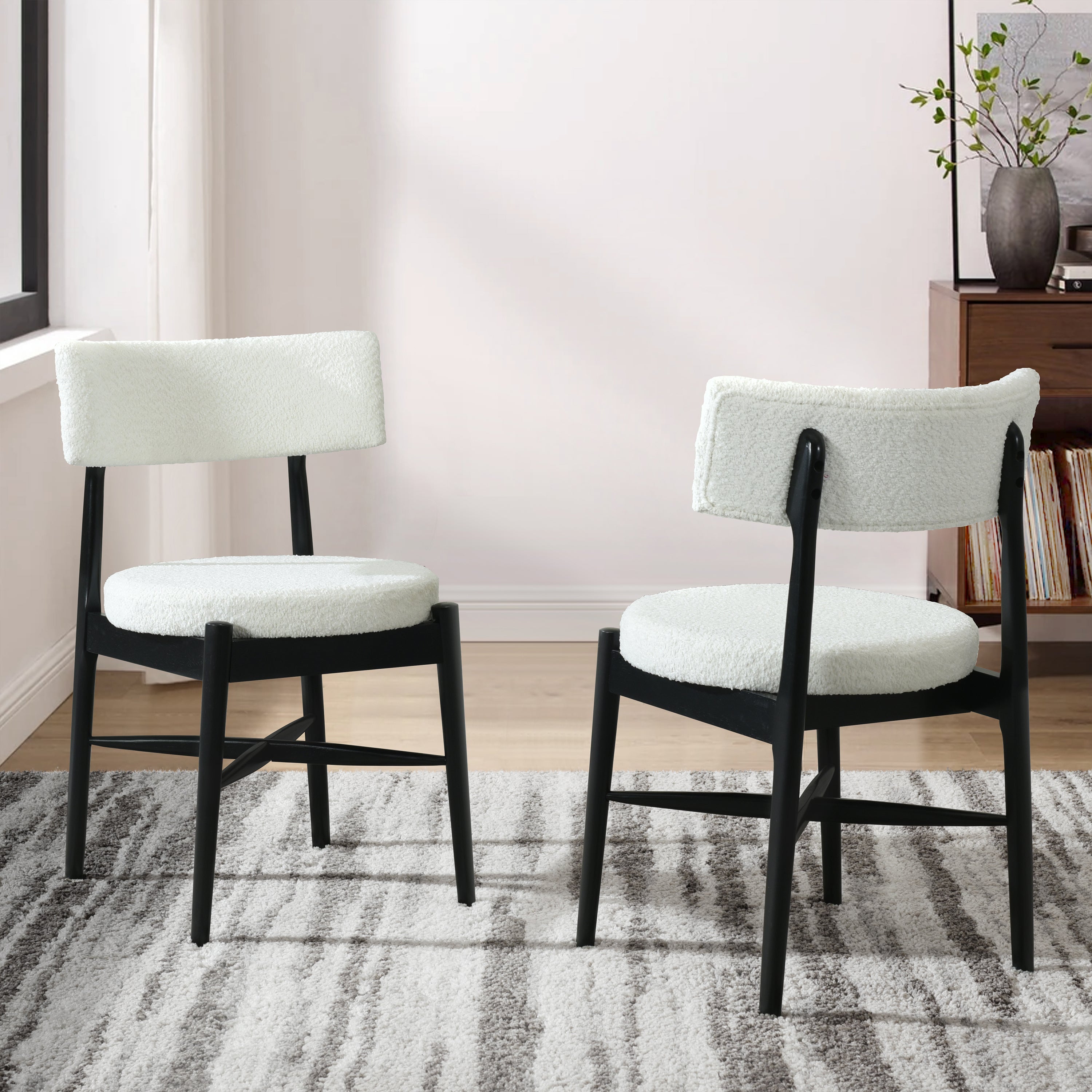 Harveston Mid Century Modern Boucle Upholstered Dining Chairs, Set of 2