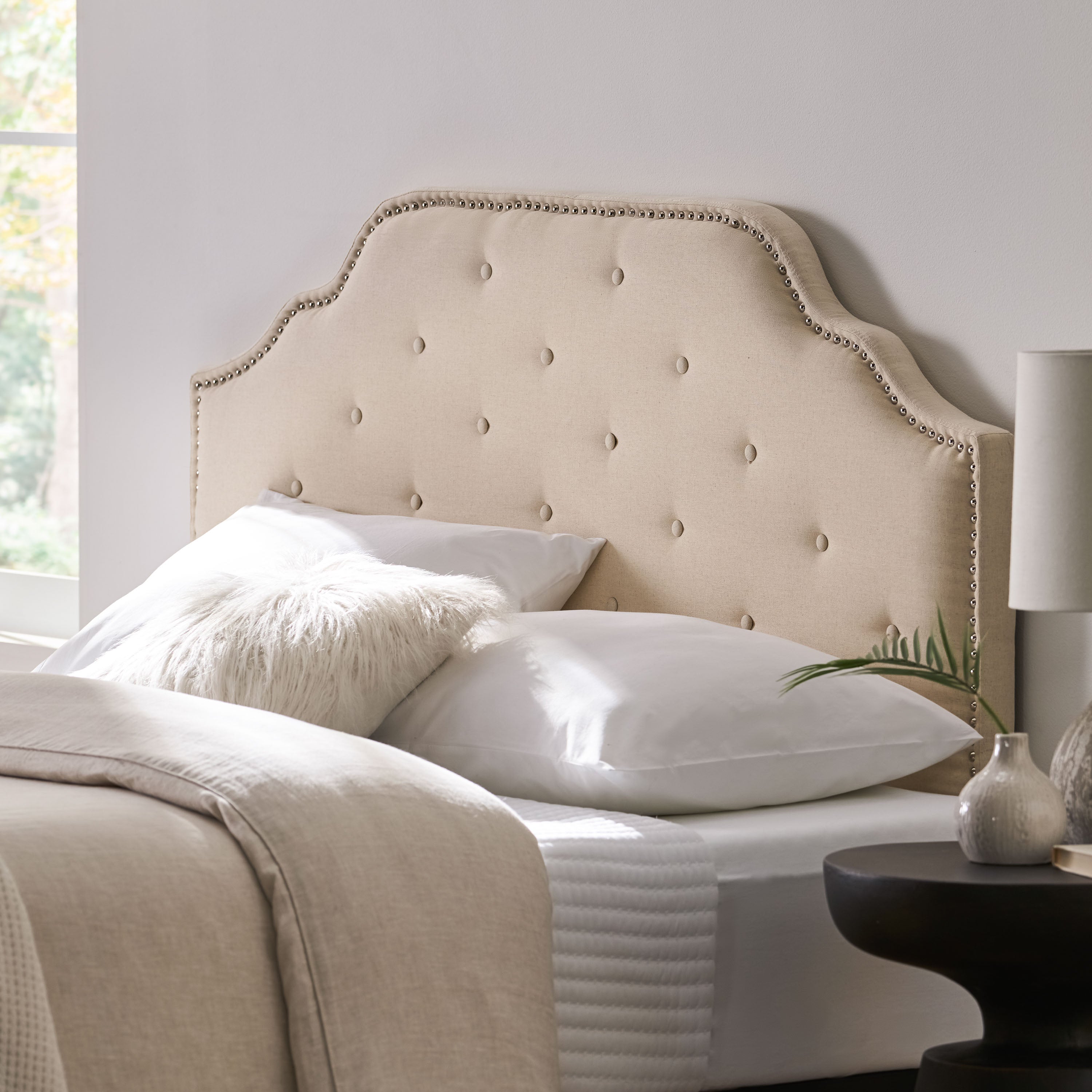 Luella Button Tufted Upholstered Headboard