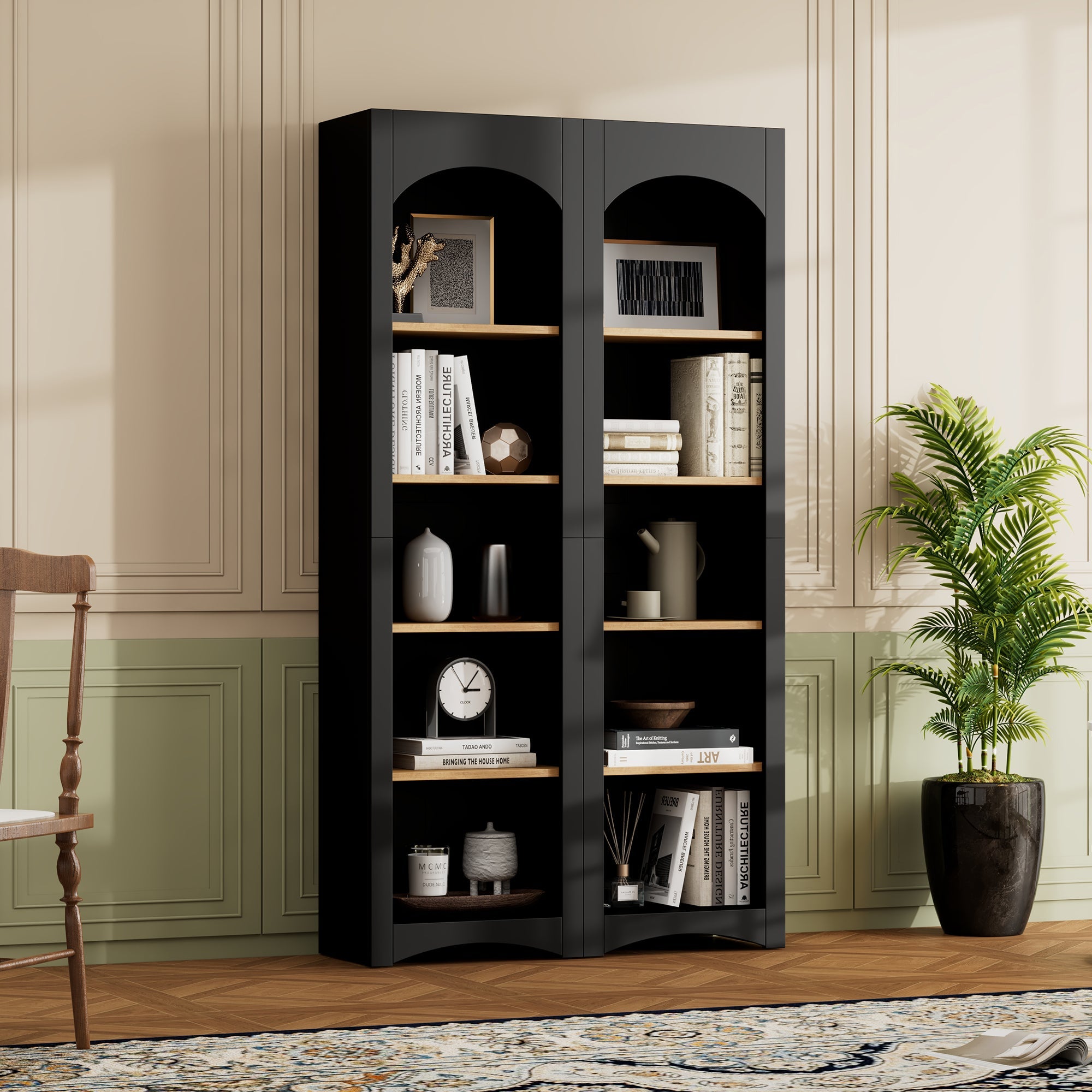 Farmhouse Two-Tone Storage Cabinet with Adjustable Shelves
