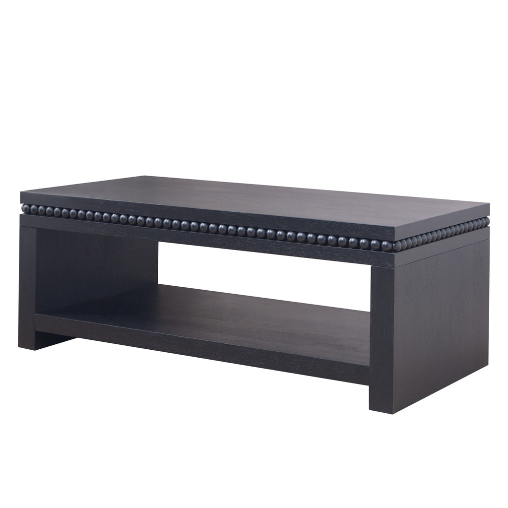 Modern Wood Coffee Table with Beaded Trim