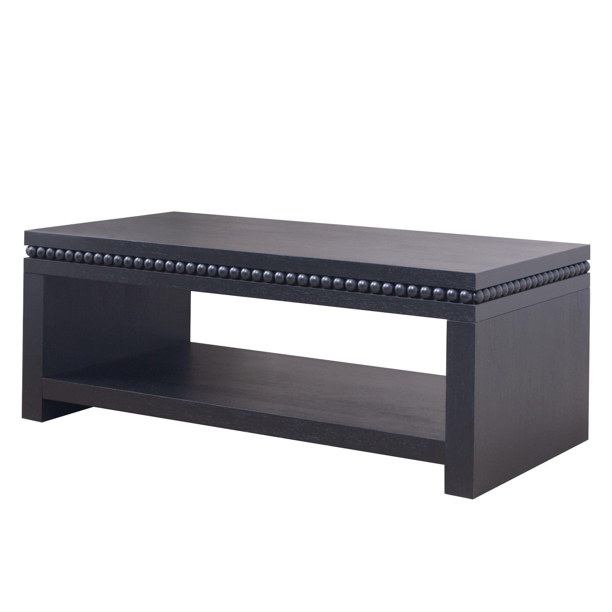 Modern Wood Coffee Table with Beaded Trim