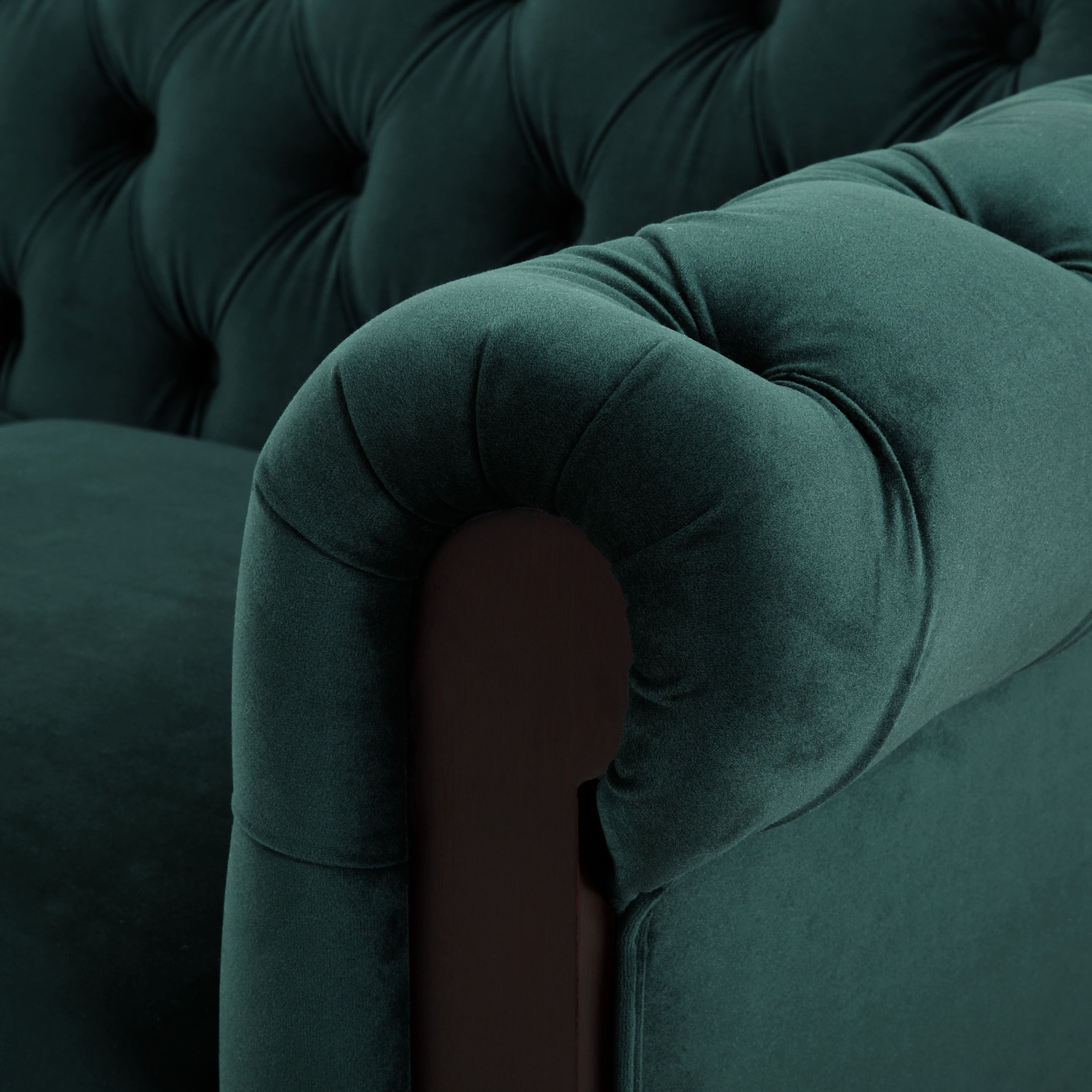 Velvet Rolled Arm Chesterfield Loveseat