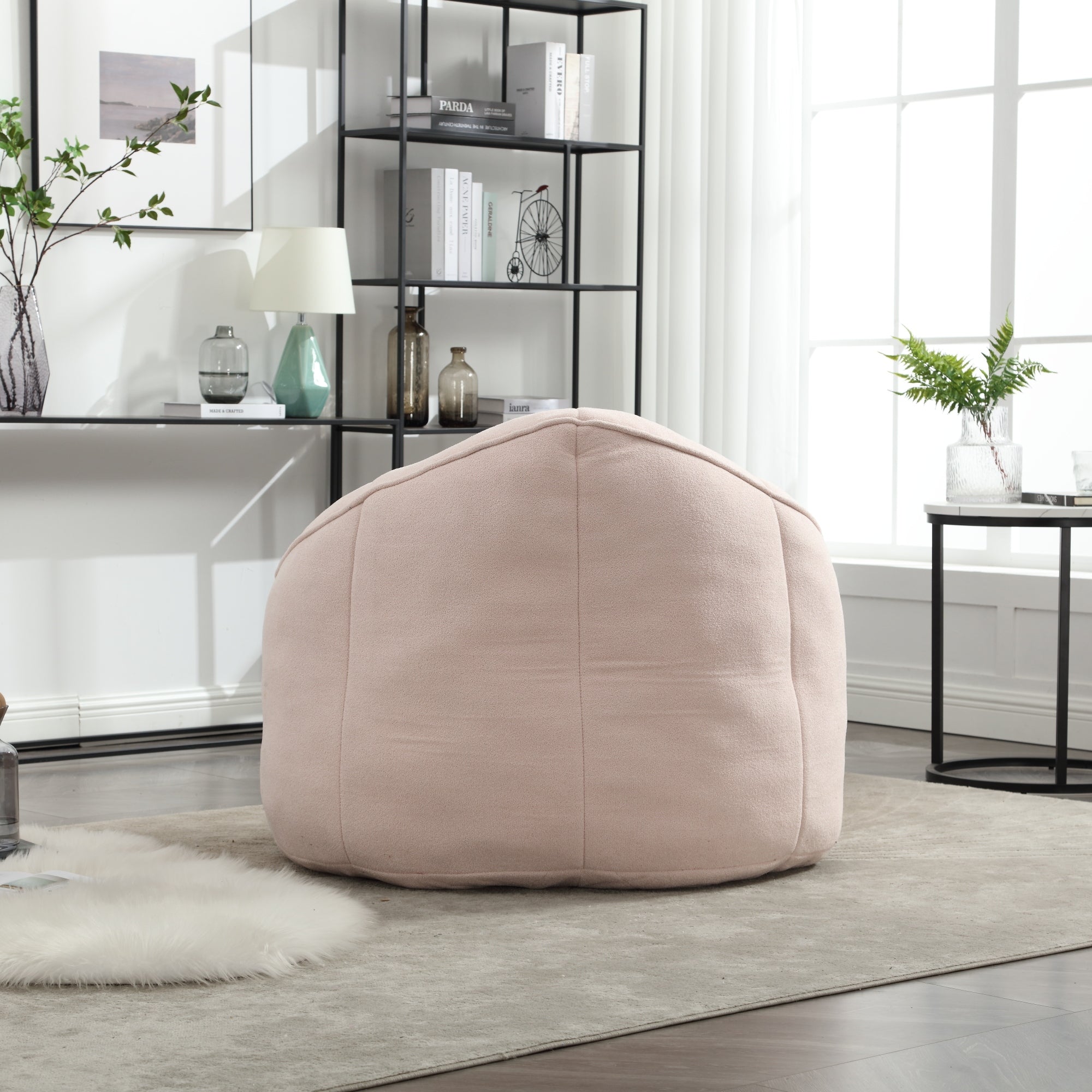 Bean Bag Sofa Chair with High-Pressure Foam and Footrest