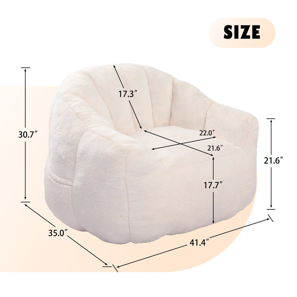Beanbag Sofa Chair with Armrests Stuffed with High-Density Foam