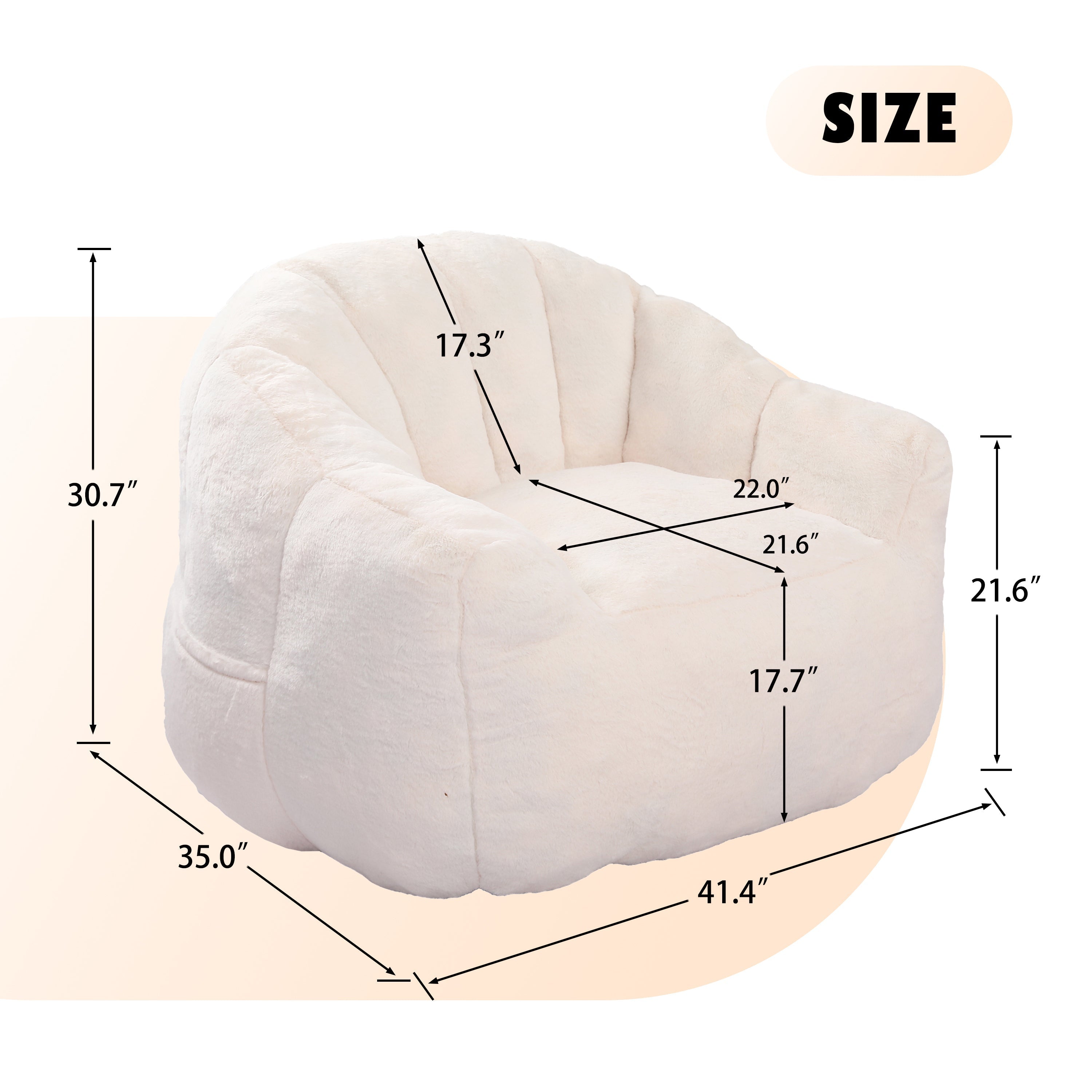 Beanbag Sofa Chair with Armrests Stuffed with High-Density Foam