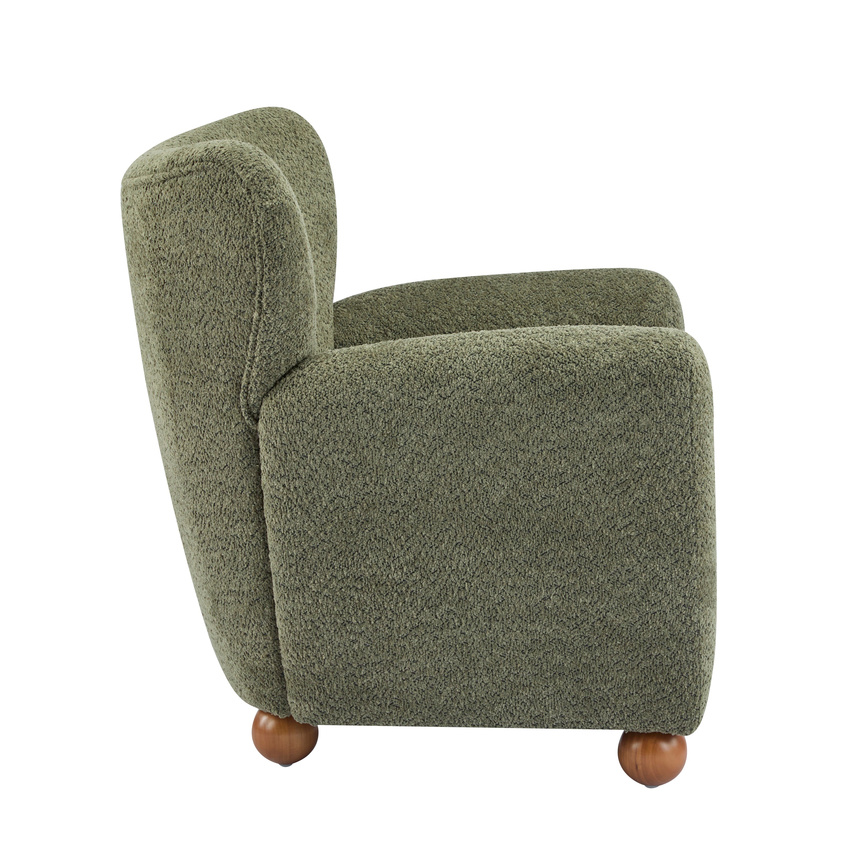 Cozy Wingback Accent Chair with Round Wood Feet