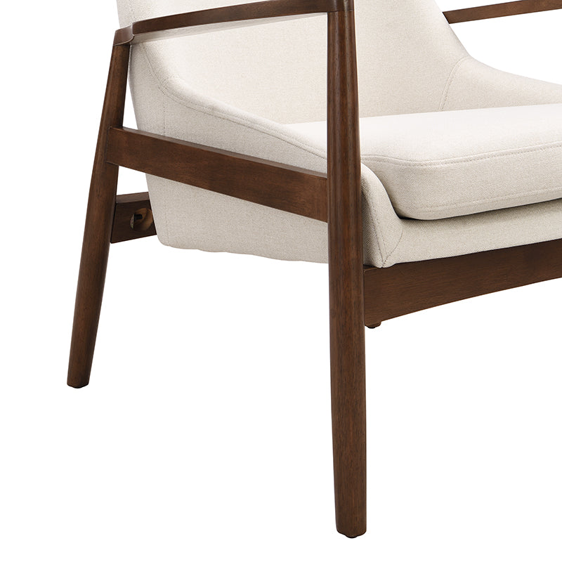 Faux Leather Mid-Century Modern Armchair with Solid Wood Frame