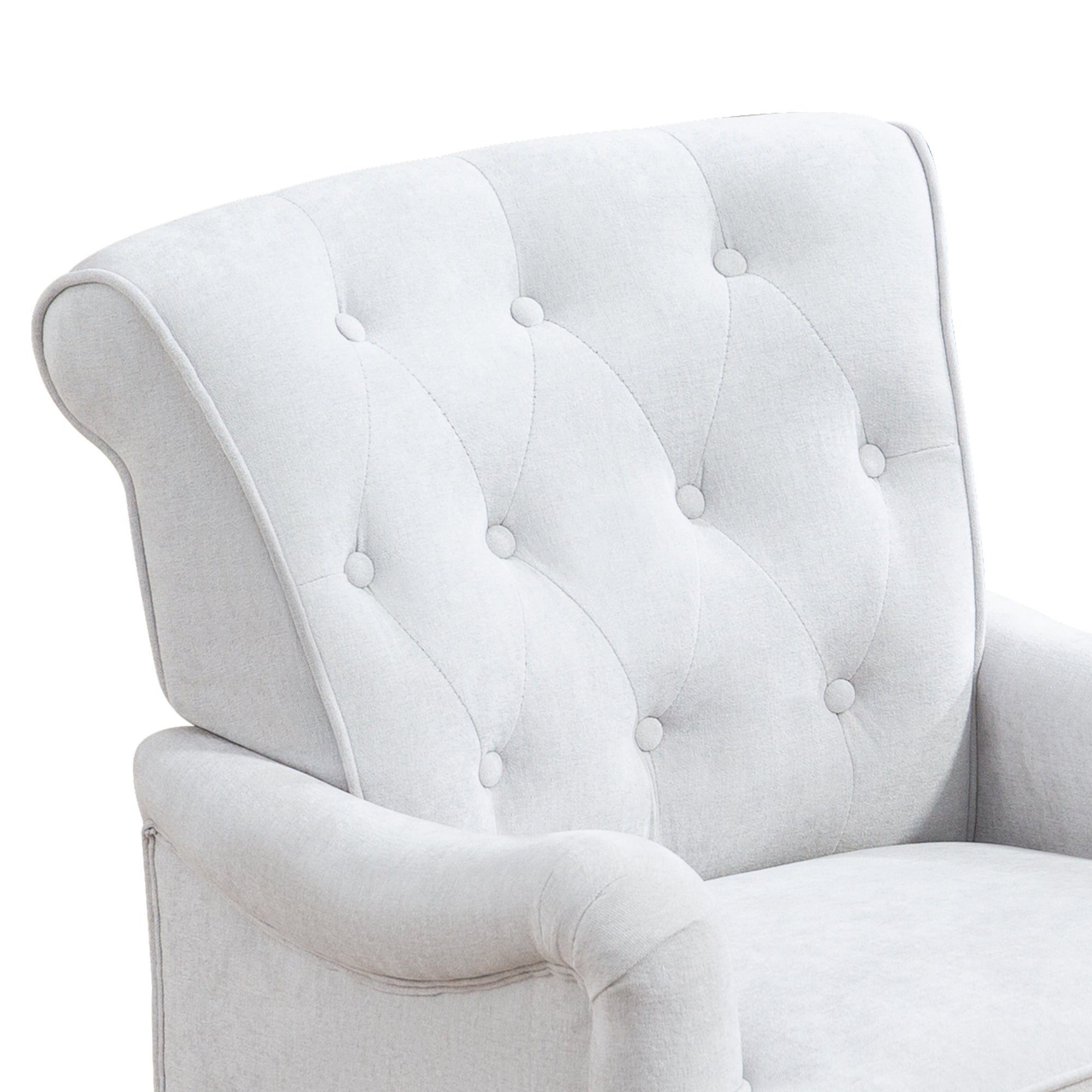 Chenille Tufted Upholstered Rolled Back Accent Chair