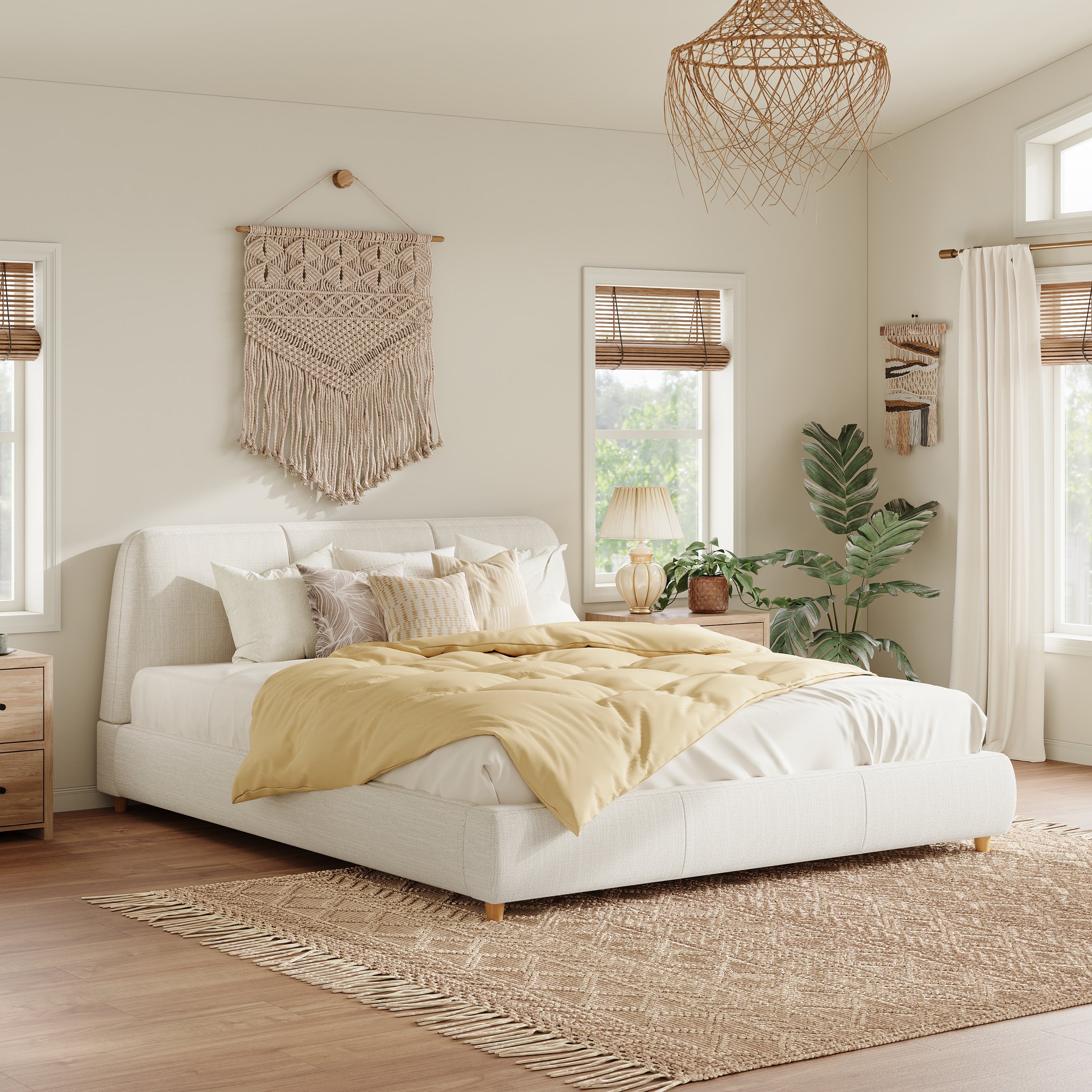 Modern Linen Upholstered Bed