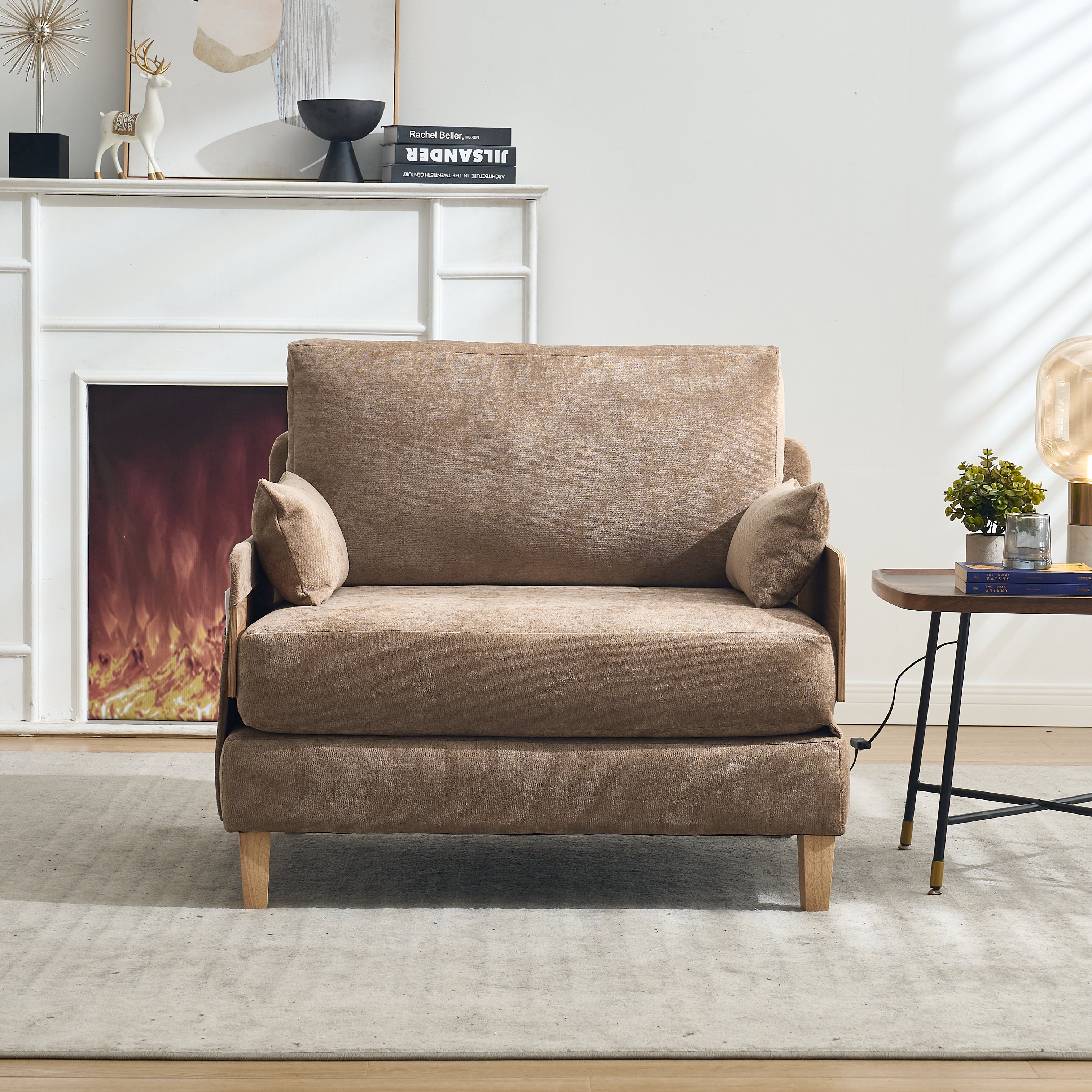 Mid-Century Modern Chenille Foldable Sofa Bed Recliner
