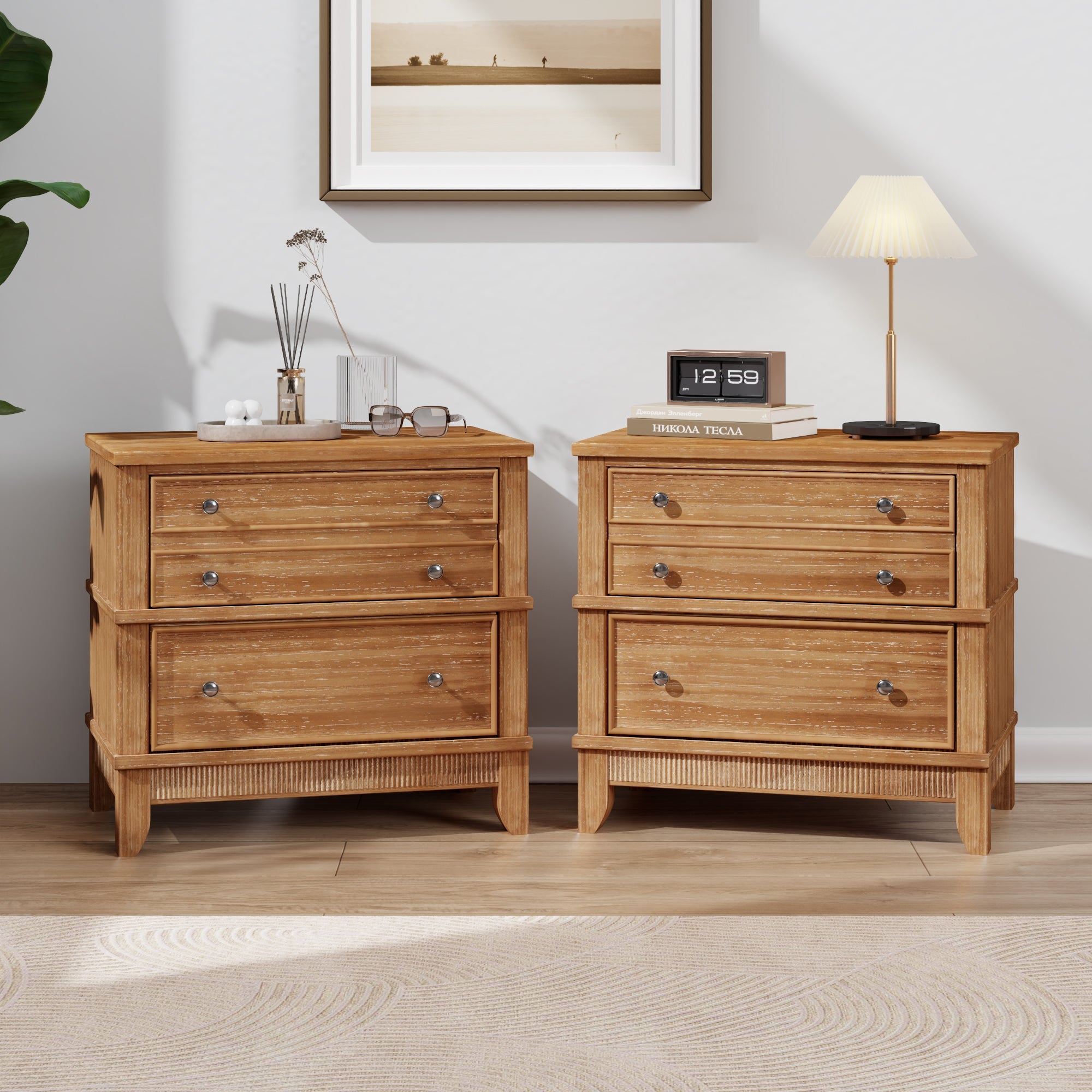 Hazel 3-Drawer Side Table, Set of 2