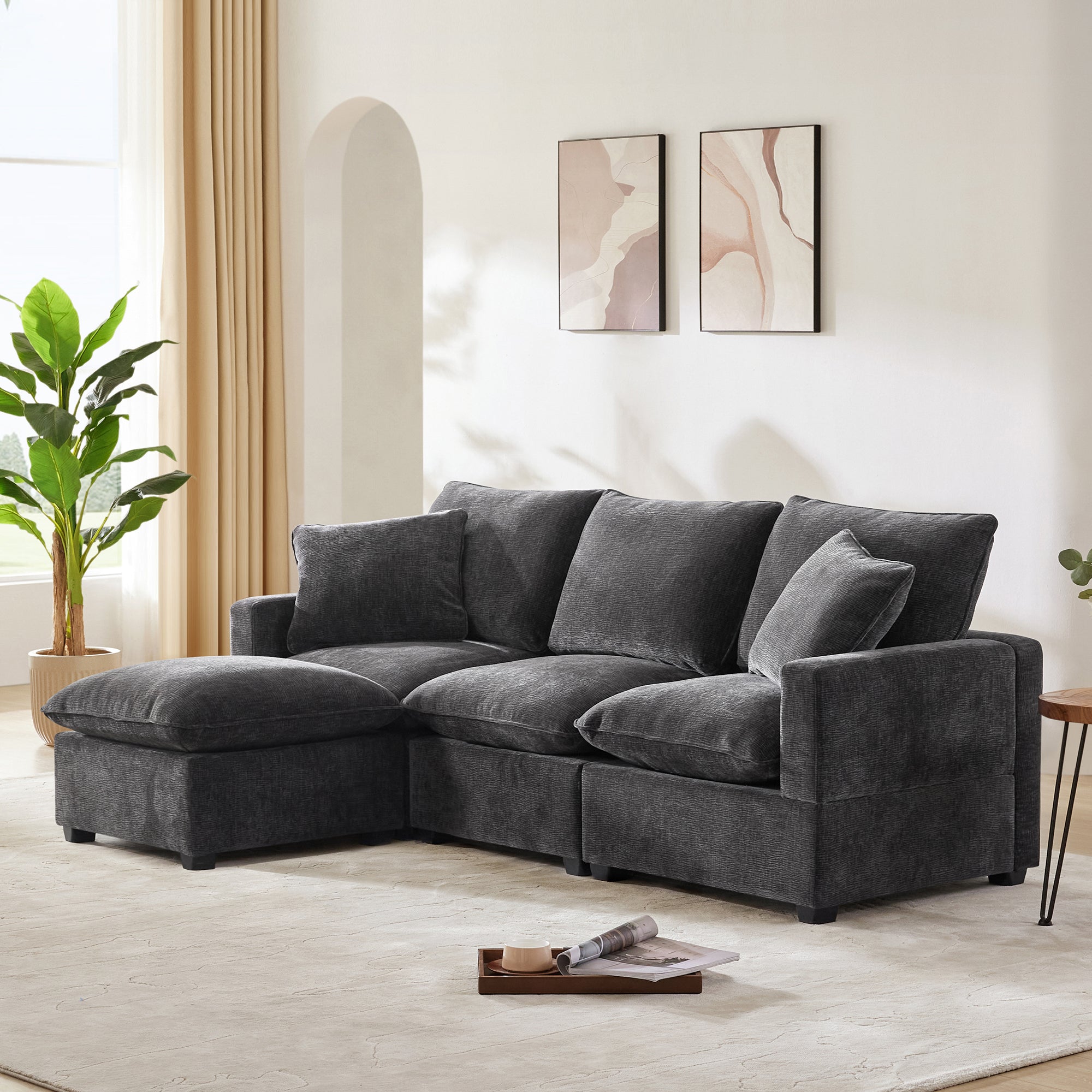 Chenille Modular L-Shape Sofa