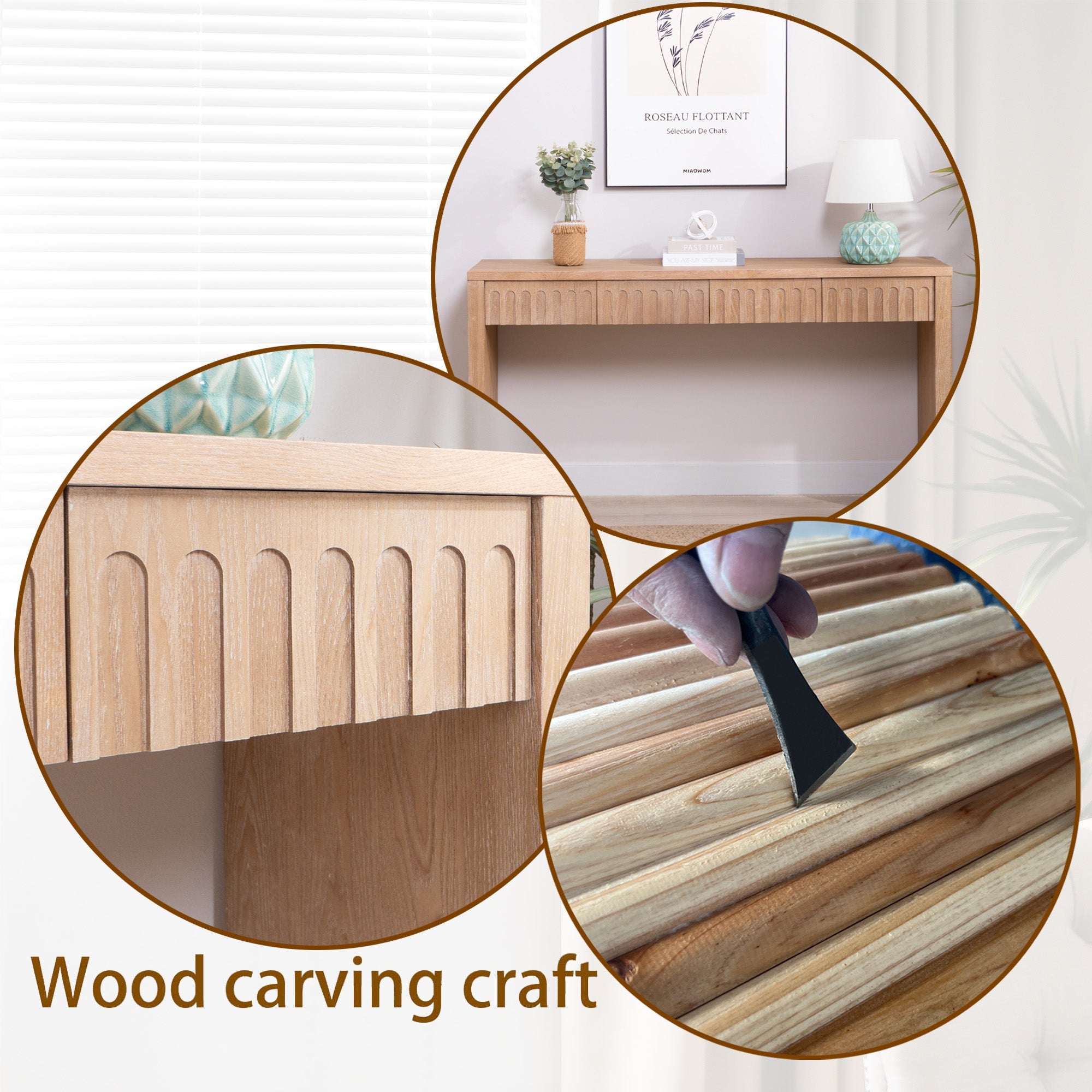 Modern Console Table with 4 Drawers