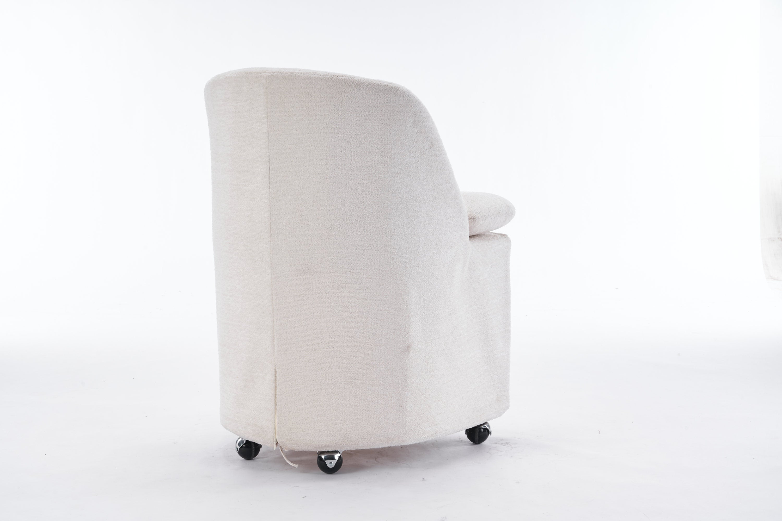 Greymont Chenille Upholstered Armless Dining Chairs With Wheels, Set of 2