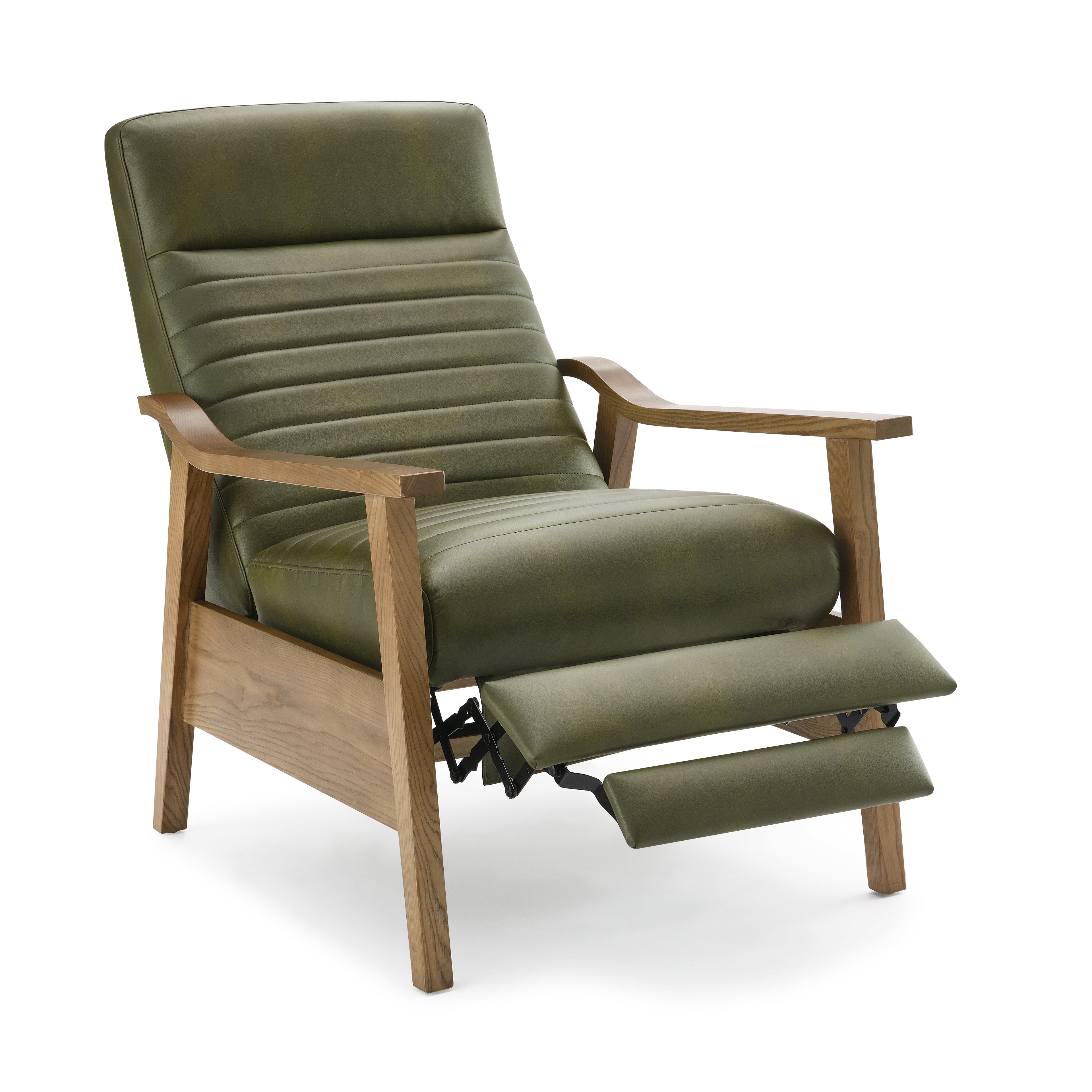 Asher Faux Leather & Wood Arm Push Back Recliner