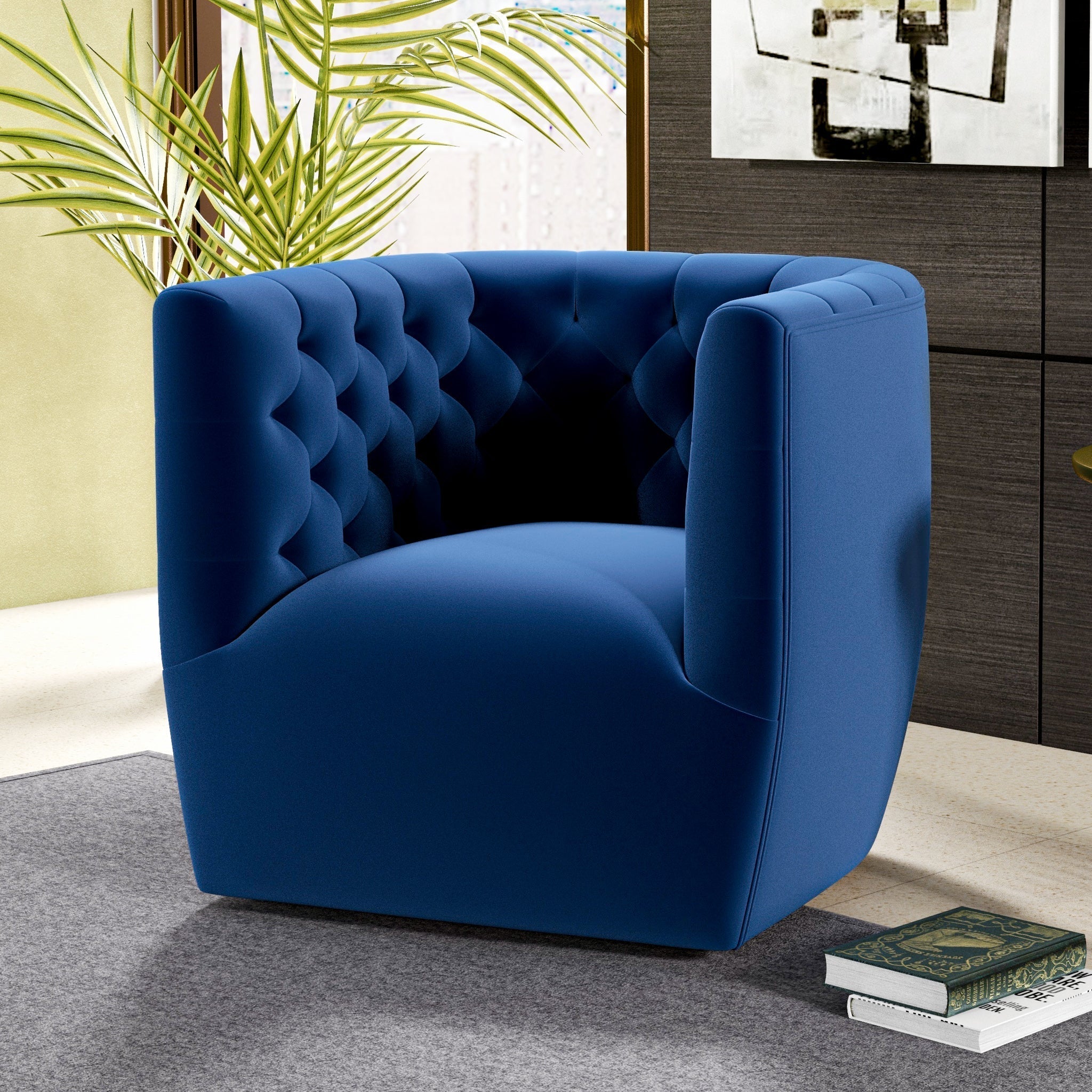 Delaney Velvet Swivel Club Chair