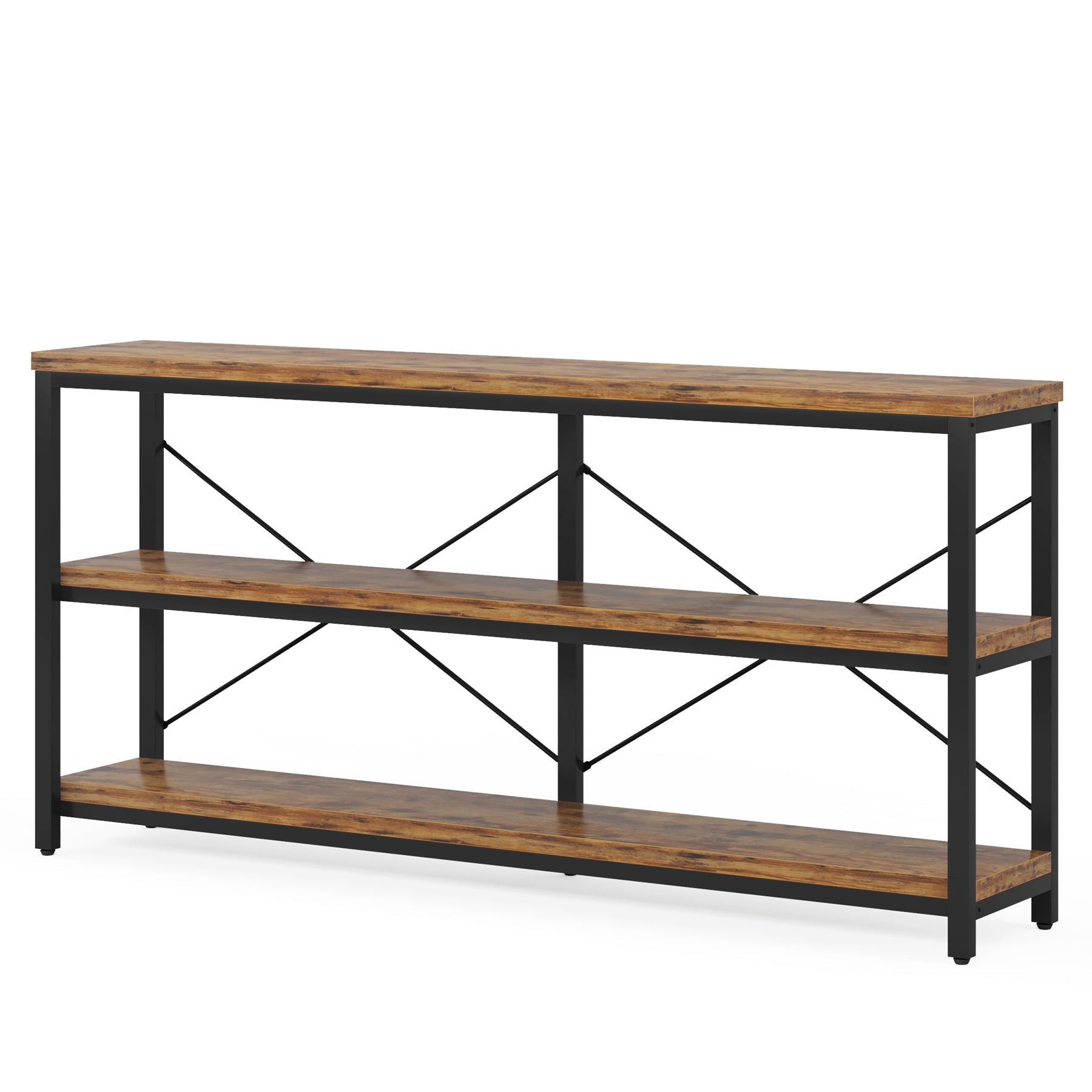 Granton Industrial 3-Tier Console Table with Storage Shelves