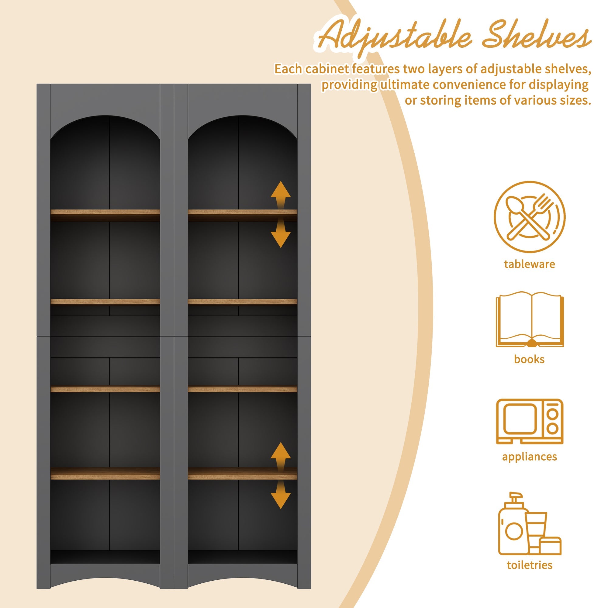 Farmhouse Two-Tone Storage Cabinet with Adjustable Shelves