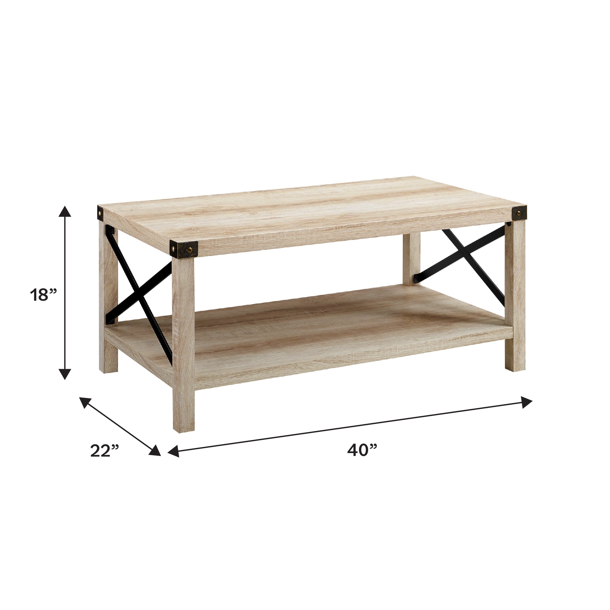 Farmhouse Metal-X Coffee Table with Lower Shelf