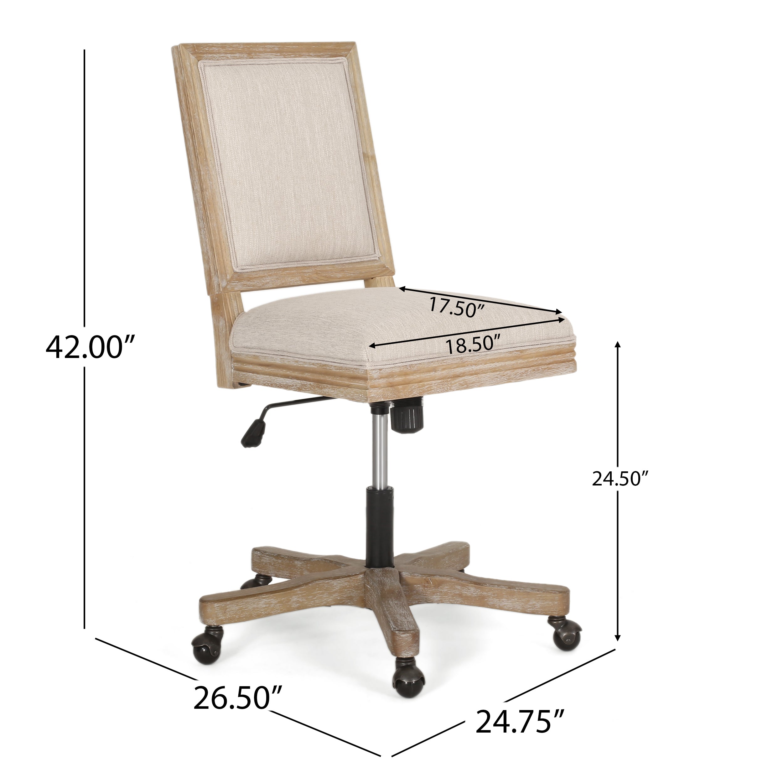 French Country Square Back Swivel & Lift Office Chair