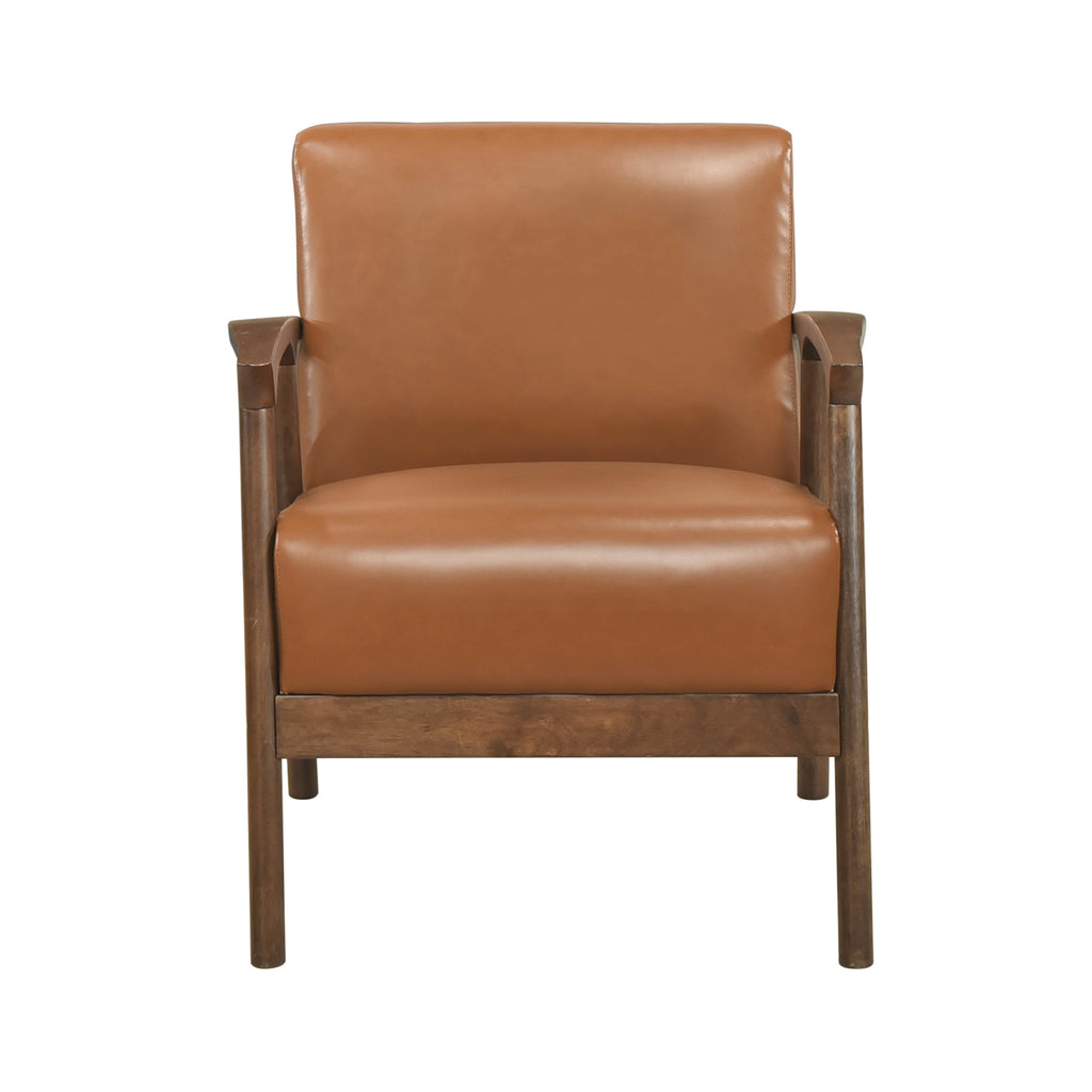 Brown Faux Leather Upholstered Accent Chair