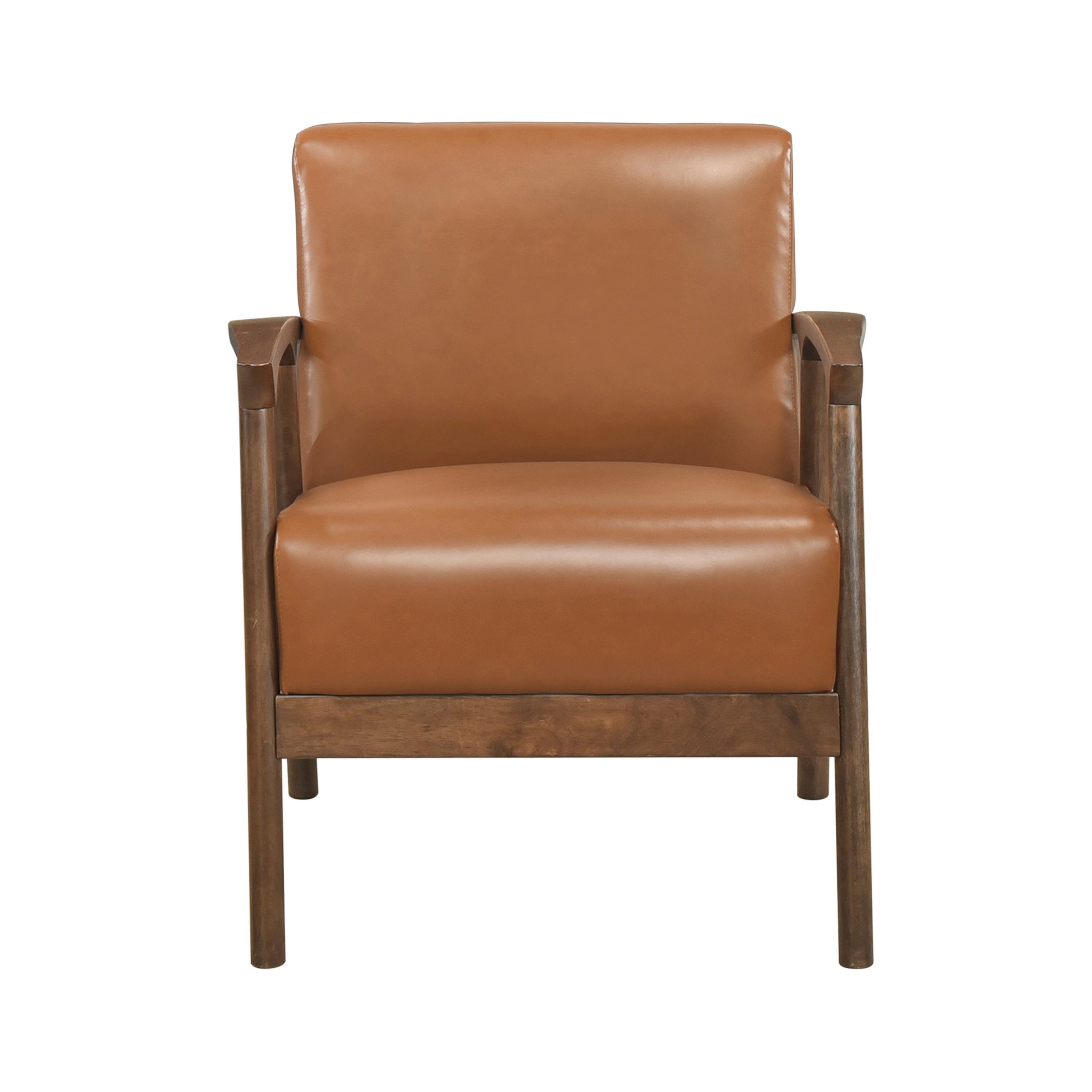 Brown Faux Leather Upholstered Accent Chair