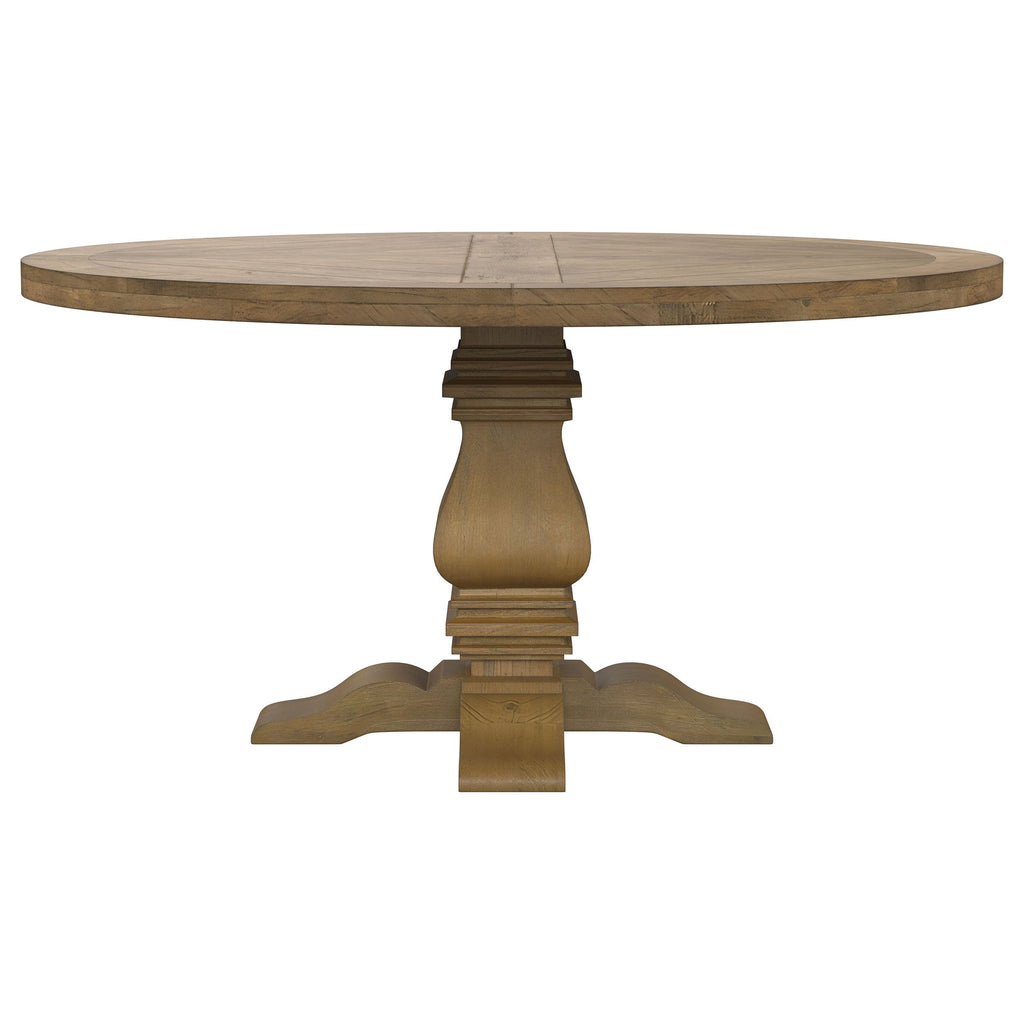 Rhea Rustic Honey Round Wood Dining Table