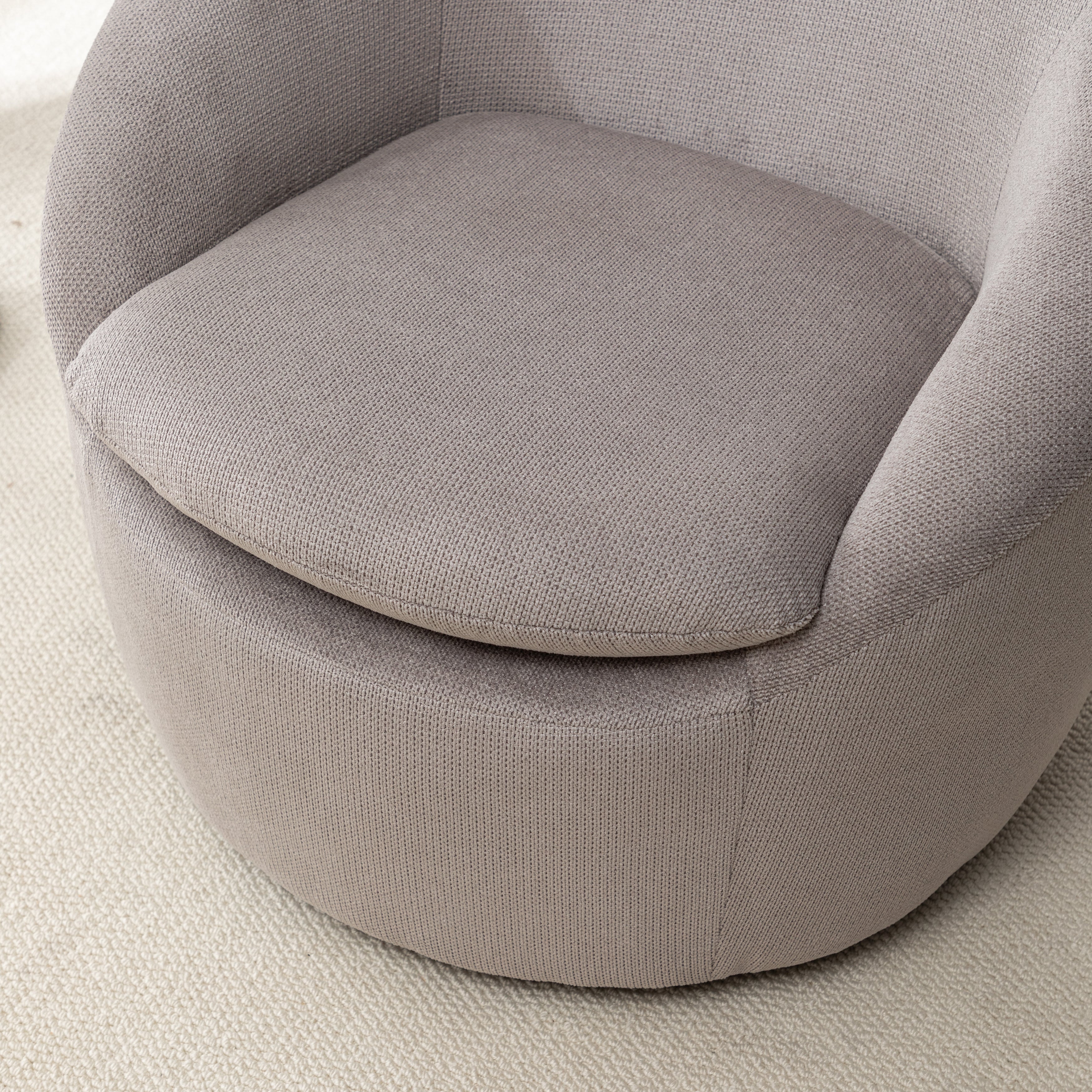 Winnie Modern Teddy Fabric Swivel Barrel Chair