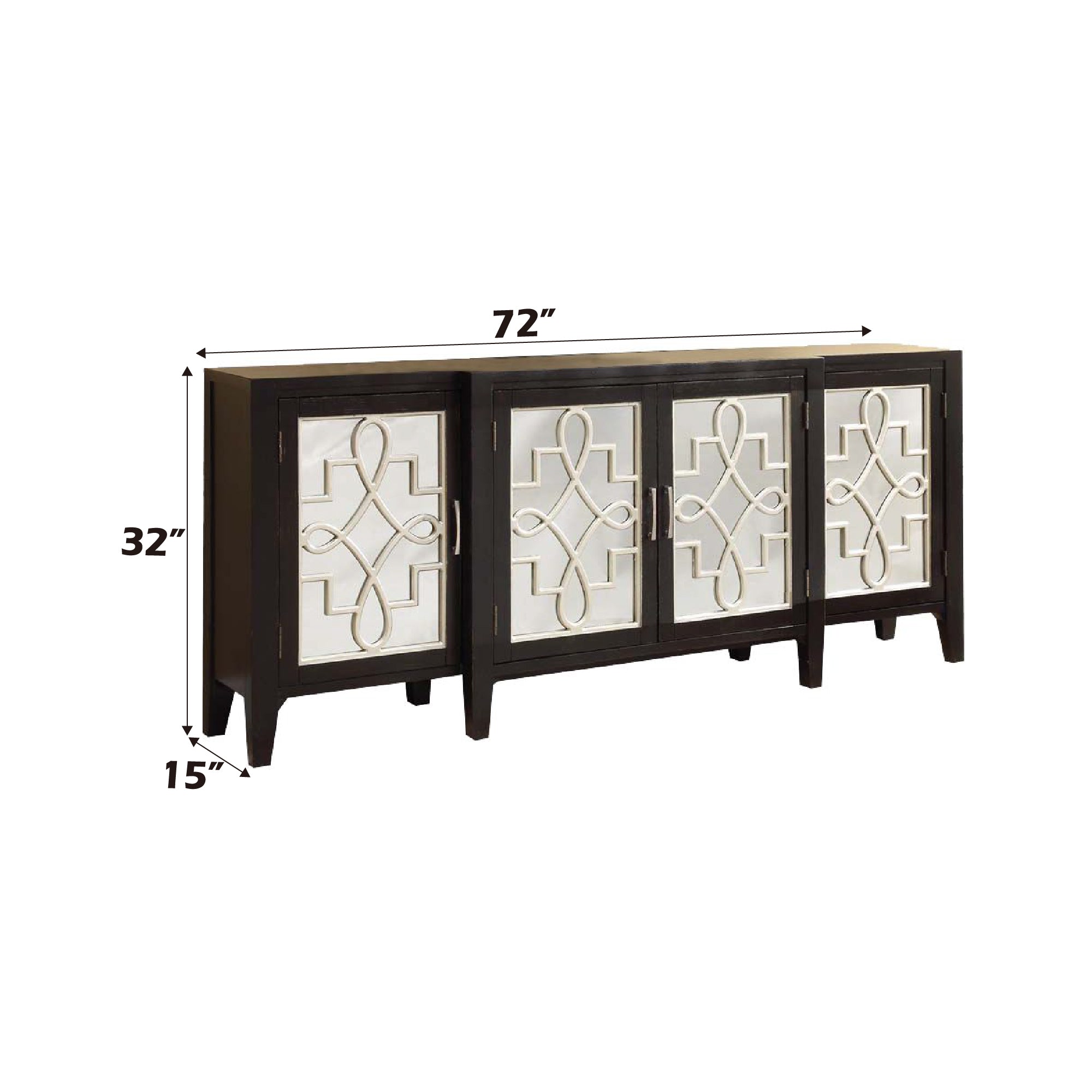 Kacia Mirrored Door Antique Finish Console Cabinet