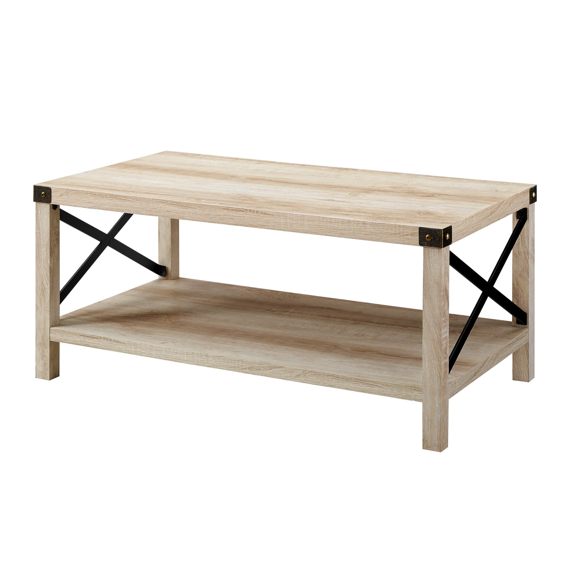 Farmhouse Metal-X Coffee Table with Lower Shelf